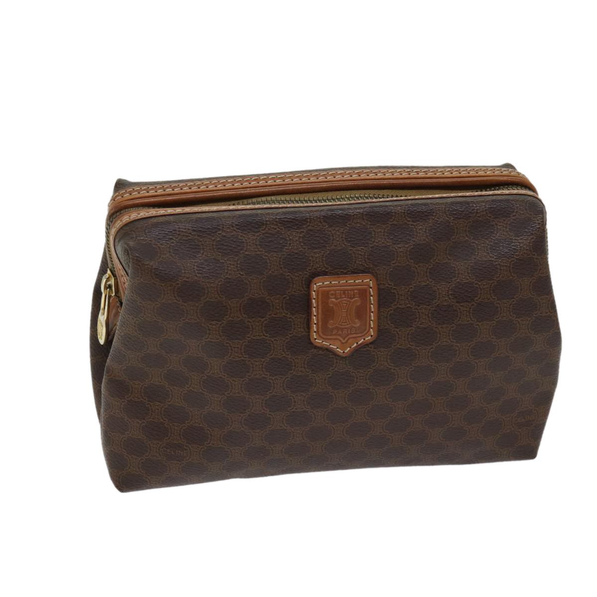 image of Celine Macadam Canvas Pouch Pvc Beige Auth 70803, Women's