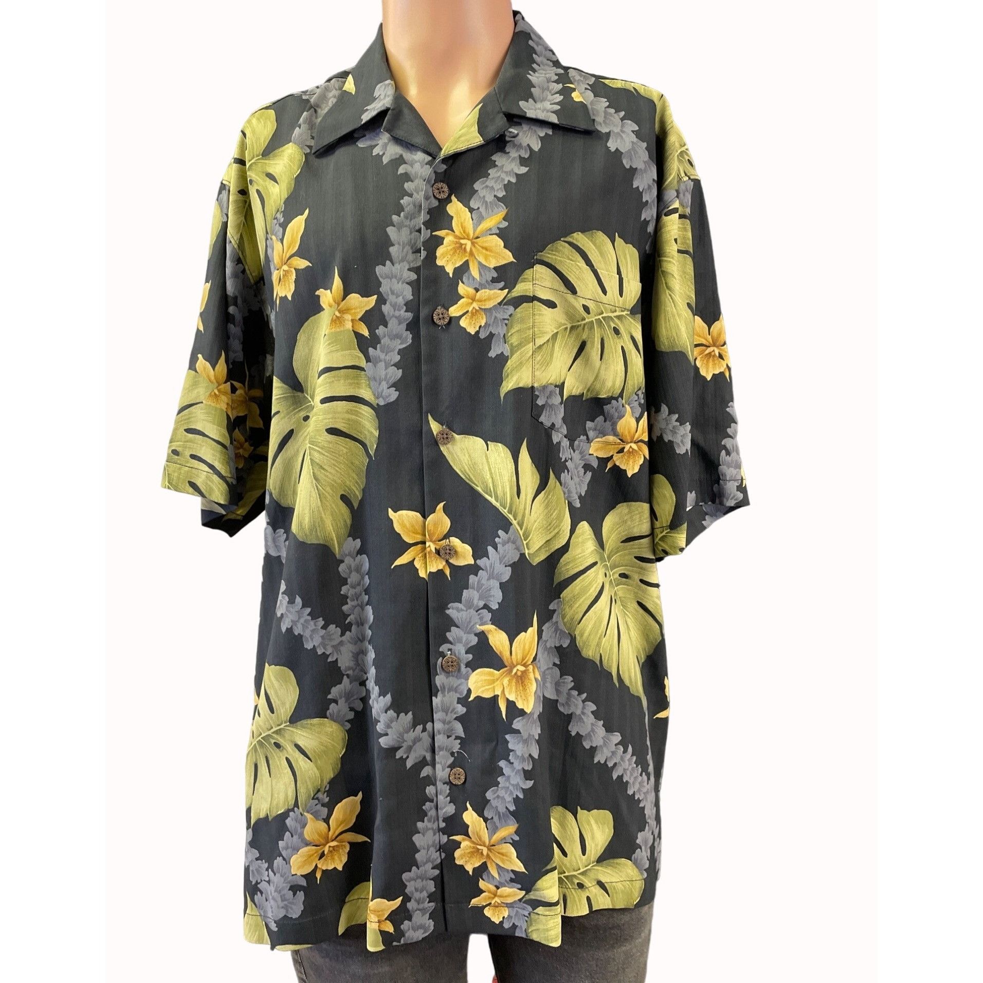 Tommy Bahama Tommy Bahama Men's Black Tropical Silk Button front Shirt Si Size US L / EU 52-54 / 3 - 1 Thumbnail