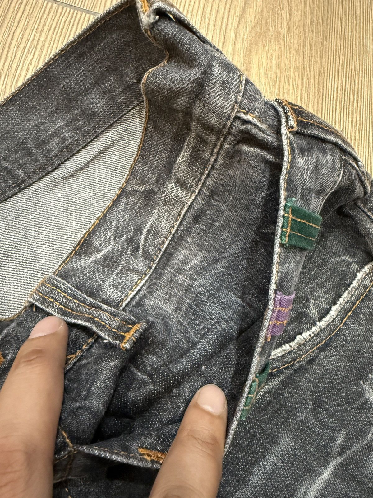 If Six Was Nine Nylaus Double Waist Jeans Denim Pants Thunder Design Size US 33 - 14 Thumbnail