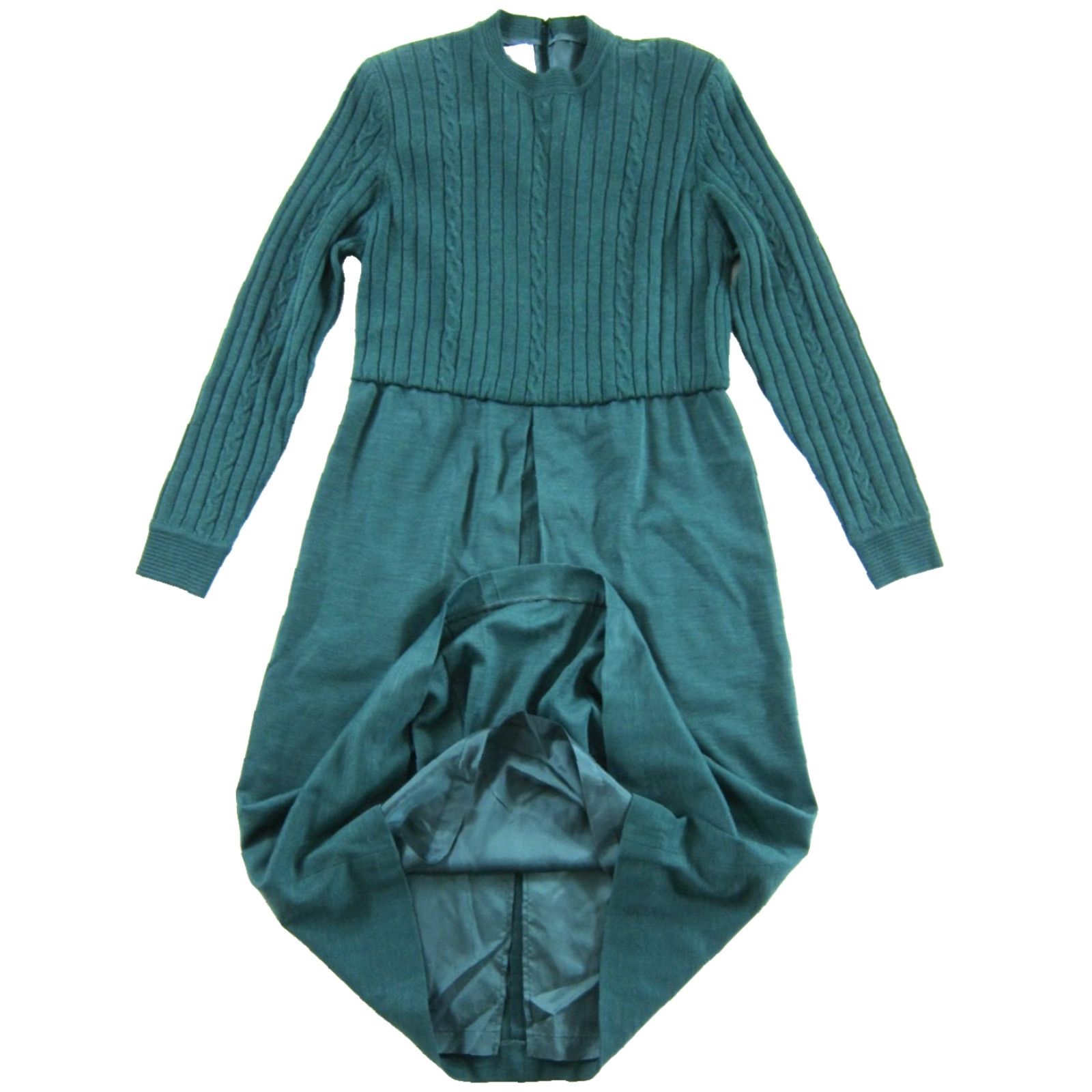 Vintage VINTAGE CIAO Ltd. Dress Neiman Marcus Wool Knit Green Long Sleeve Midi Dress 10 White? Size L / US 10 / IT 46 - 5 Thumbnail