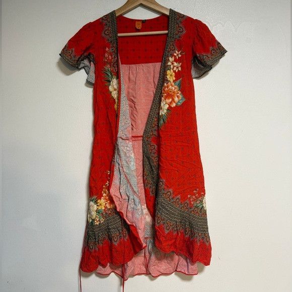Farm Rio FARM Rio Red Floral Bohemian Kimono Dress – XS (PP) Size XS / US 0-2 / IT 36-38 - 2 Thumbnail