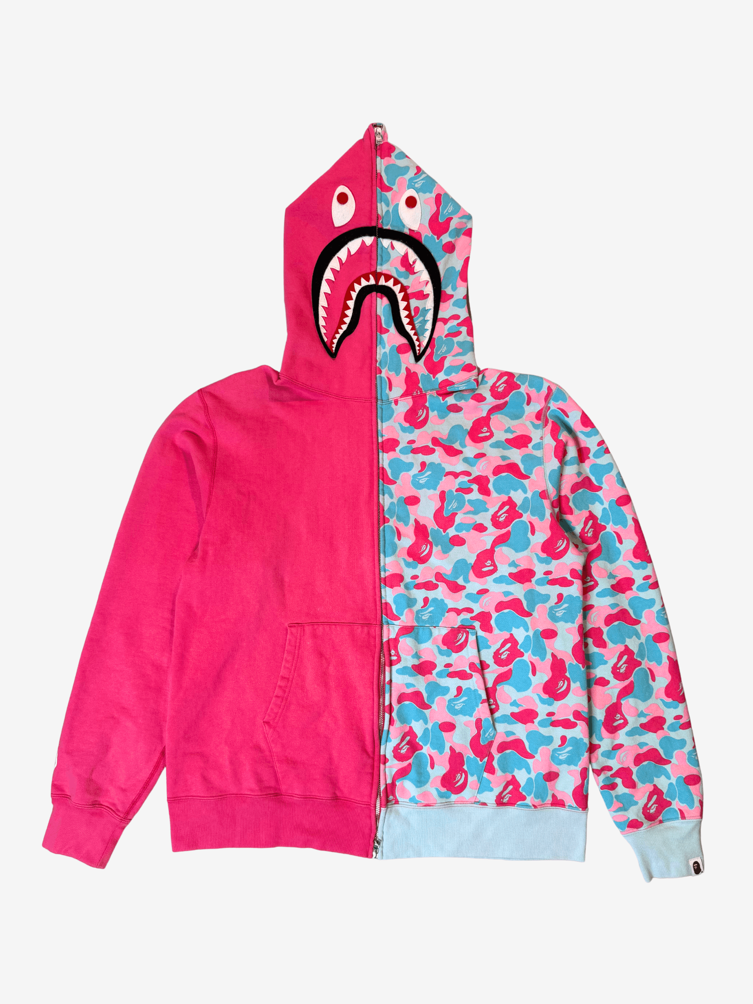 Bape BAPE Neon Shark full zip Hoodie Pink | Grailed