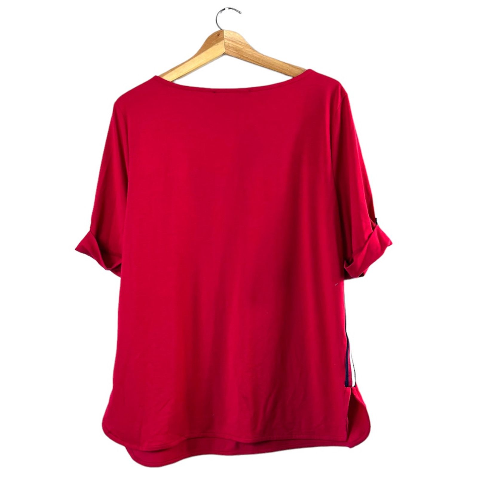 Tommy Hilfiger Red Women's Colorblock Tommy Hilfiger Blouse L Size L / US 10 / IT 46 - 2 Thumbnail