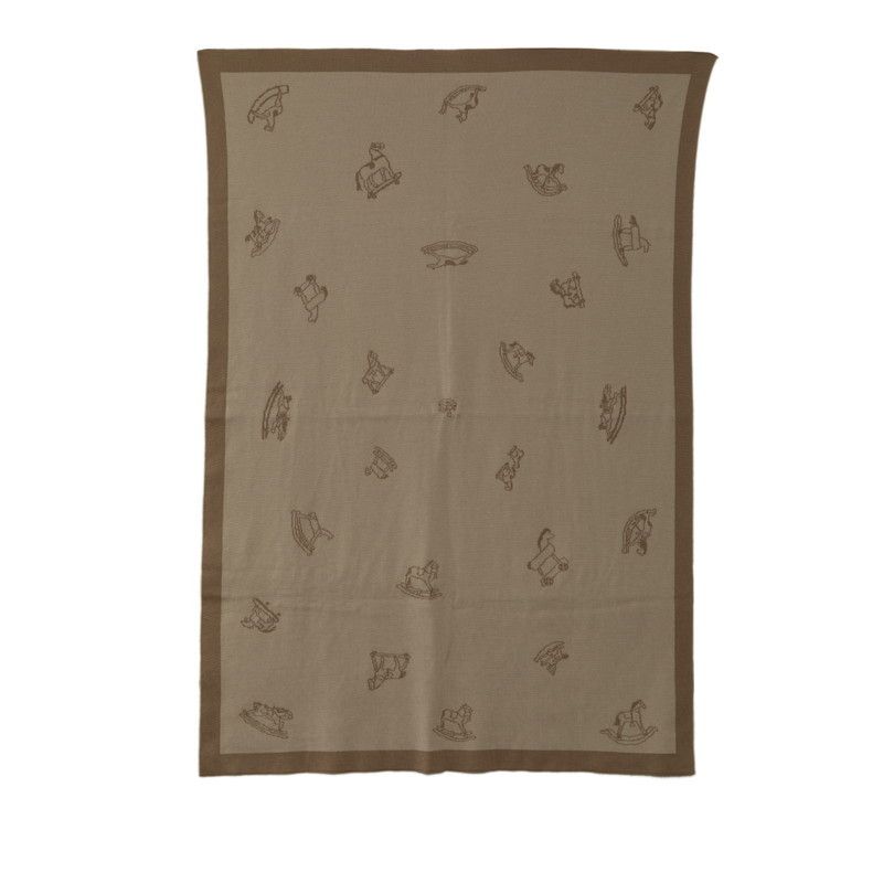 image of Hermes Silk Rocking Horse Blanket in Brown, Women's