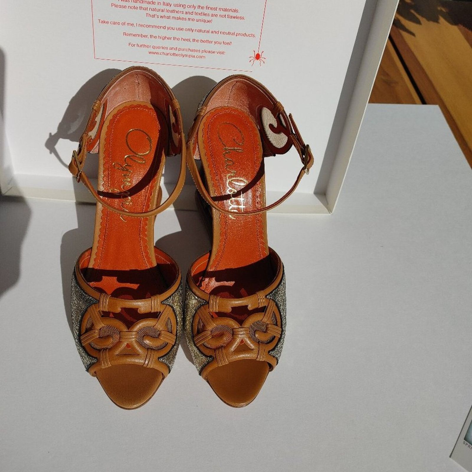 Charlotte Olympia NIB Charlotte Olympia Crackle Silver Leather RATTAN WEDGE 37 Size US 7 / IT 37 - 15 Thumbnail