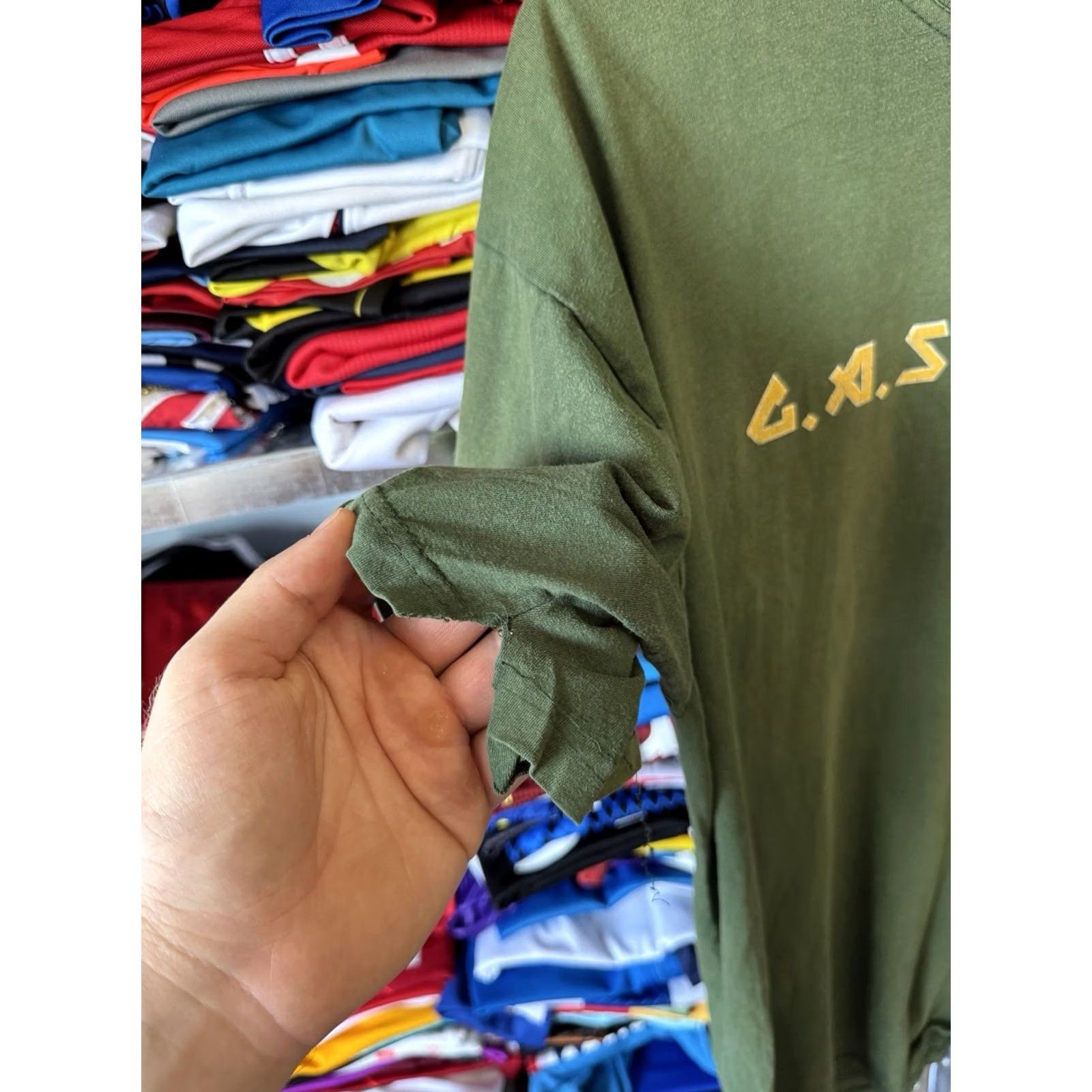 Vintage VINTAGE G.A.S. Drummers Stronger Than Metal Tour Band T-Shirt L Men Olive Green Size US L / EU 52-54 / 3 - 5 Thumbnail