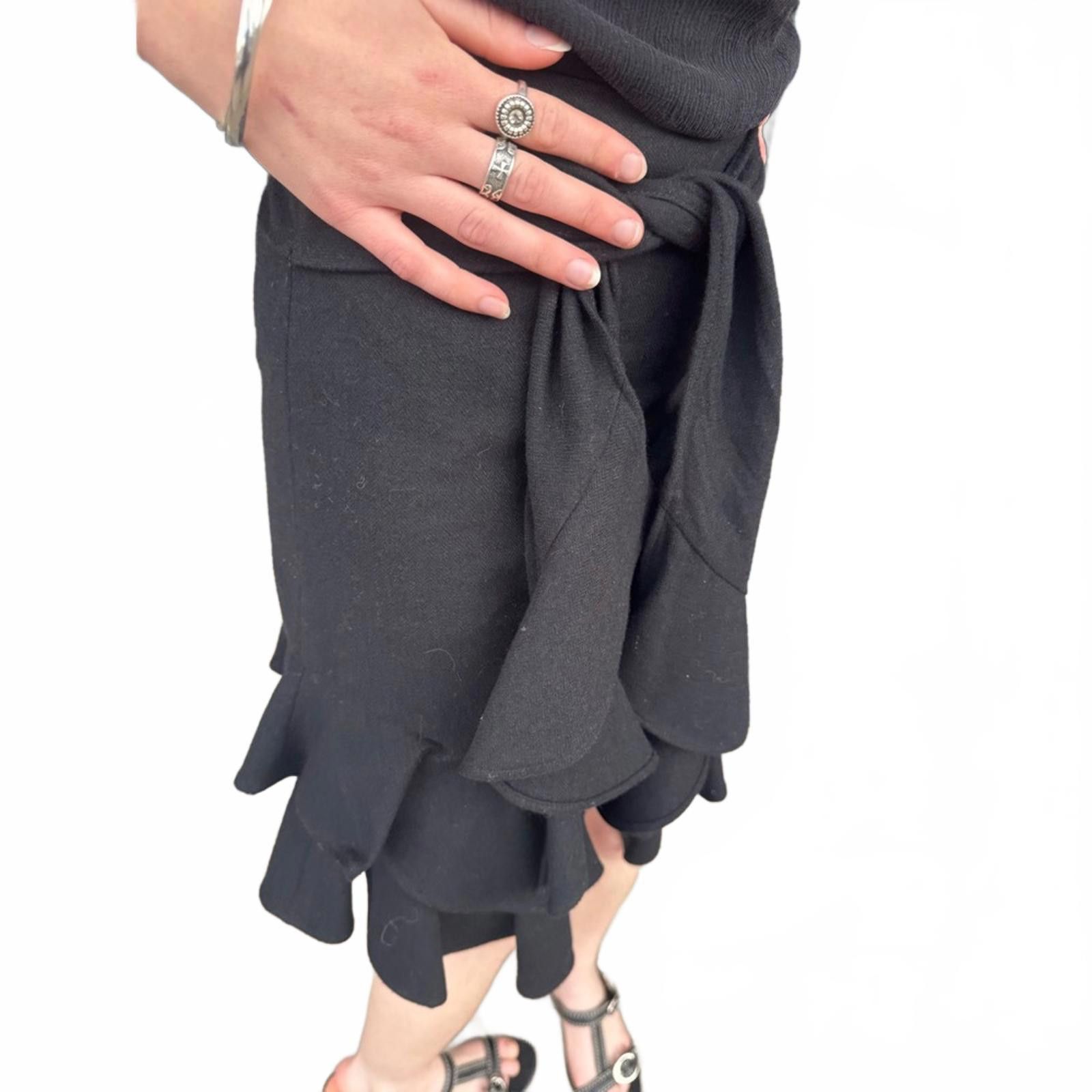 Designer Intermix Erika Wool Blend Ruffle Wrap Skirt NWT 2 Size 24" / US 00 / IT 34 - 4 Thumbnail