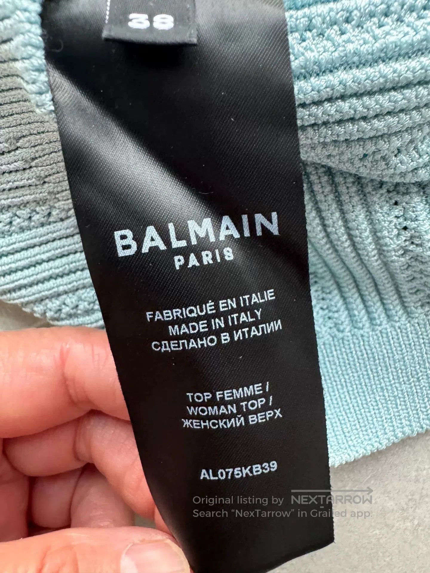 Balmain Balmain Light Blue Short-Sleeve Knit Top. Size S / US 4 / IT 40 - 7 Thumbnail