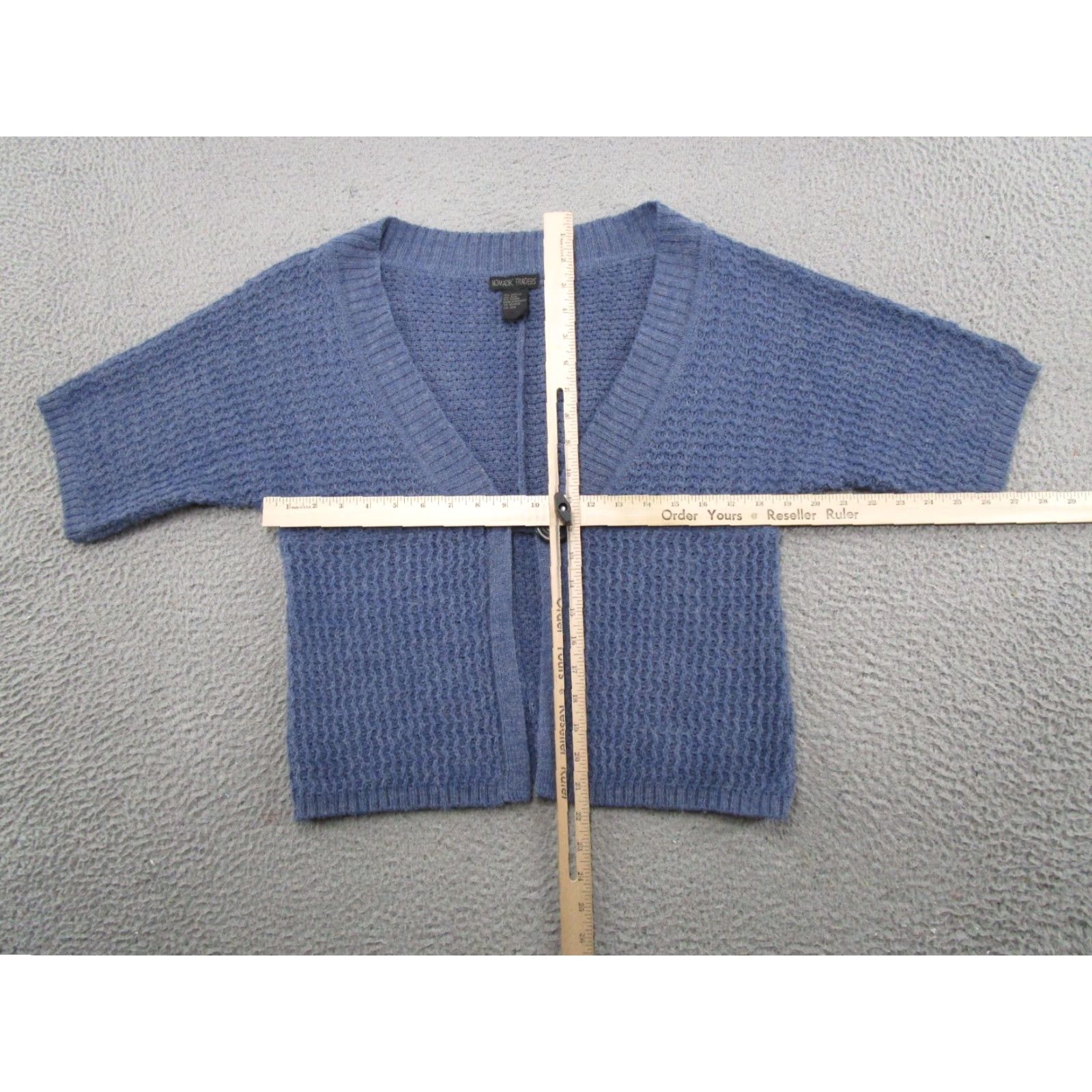 Vintage Nomadic Traders Cardigan Sweater Knit Wool Blend One Button Short Sleeve Size S Blue Womens Regular Vintage: No (adjusted) Size S / US 4 / IT 40 - 3 Thumbnail
