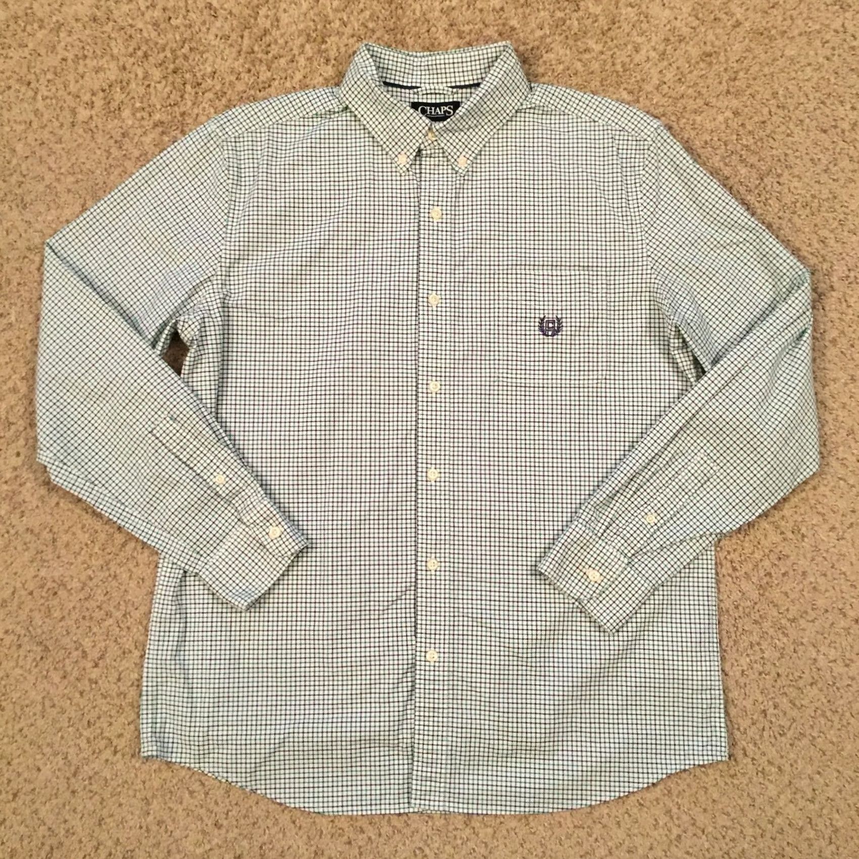 Chaps Chaps Shirt Mens Large Green Purple Check Long Sleeve Button Up Stretch Oxford Size US L / EU 52-54 / 3 - 2 Thumbnail