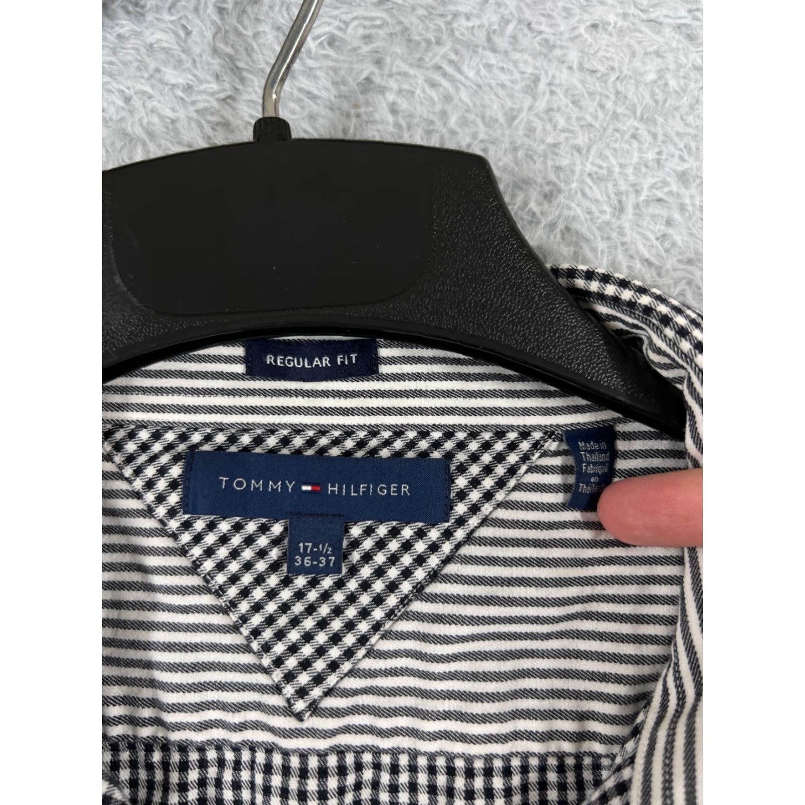Tommy Hilfiger Tommy Hilfiger Shirt Men 17.5 Black White Plaid Button Up Long Sleeve Pocket Size US XL / EU 56 / 4 - 7 Thumbnail