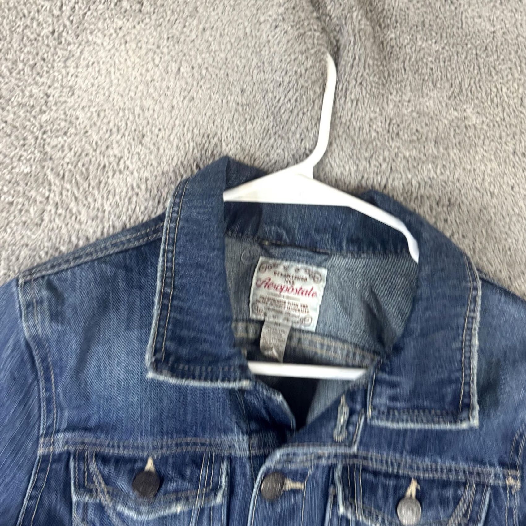 Aeropostale Aeropostale Denim Jacket Womens Medium Blue Button Front Pockets Jean Trucker Size 32" / US 10 / IT 46 - 7 Thumbnail