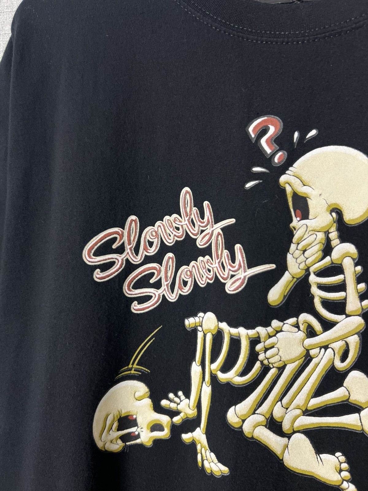 Band Tees × Vintage Ibiza Skeleton Sex “Slowly” Funny Graphic Print Tee Pornstar Size US XL / EU 56 / 4 - 7 Thumbnail