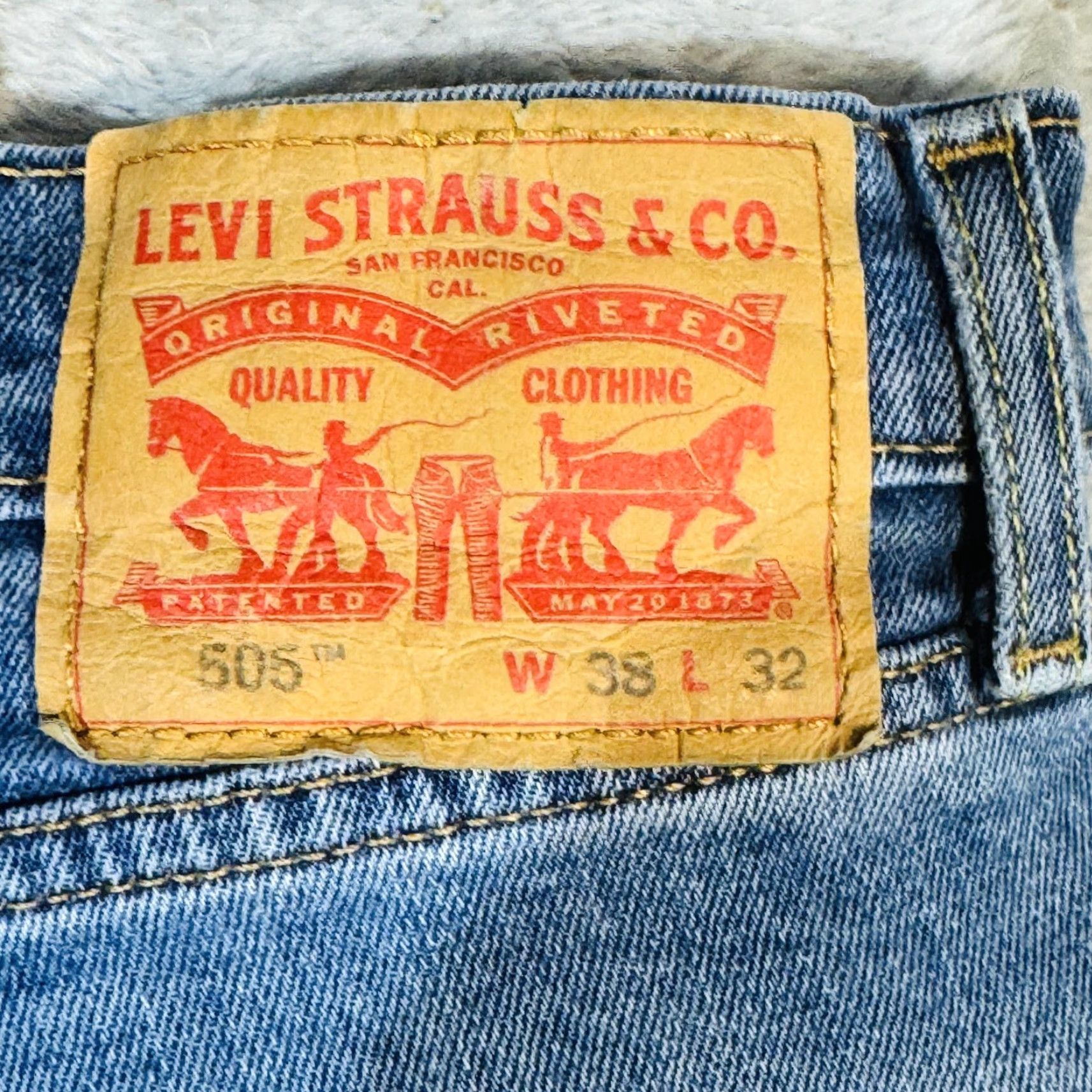 Levi's Levi's 505 Jeans Mens Regular Straight Zip Fly Light Blue 38x32 Denim Stretch logo Pockets Size US 38 / EU 54 - 6 Thumbnail
