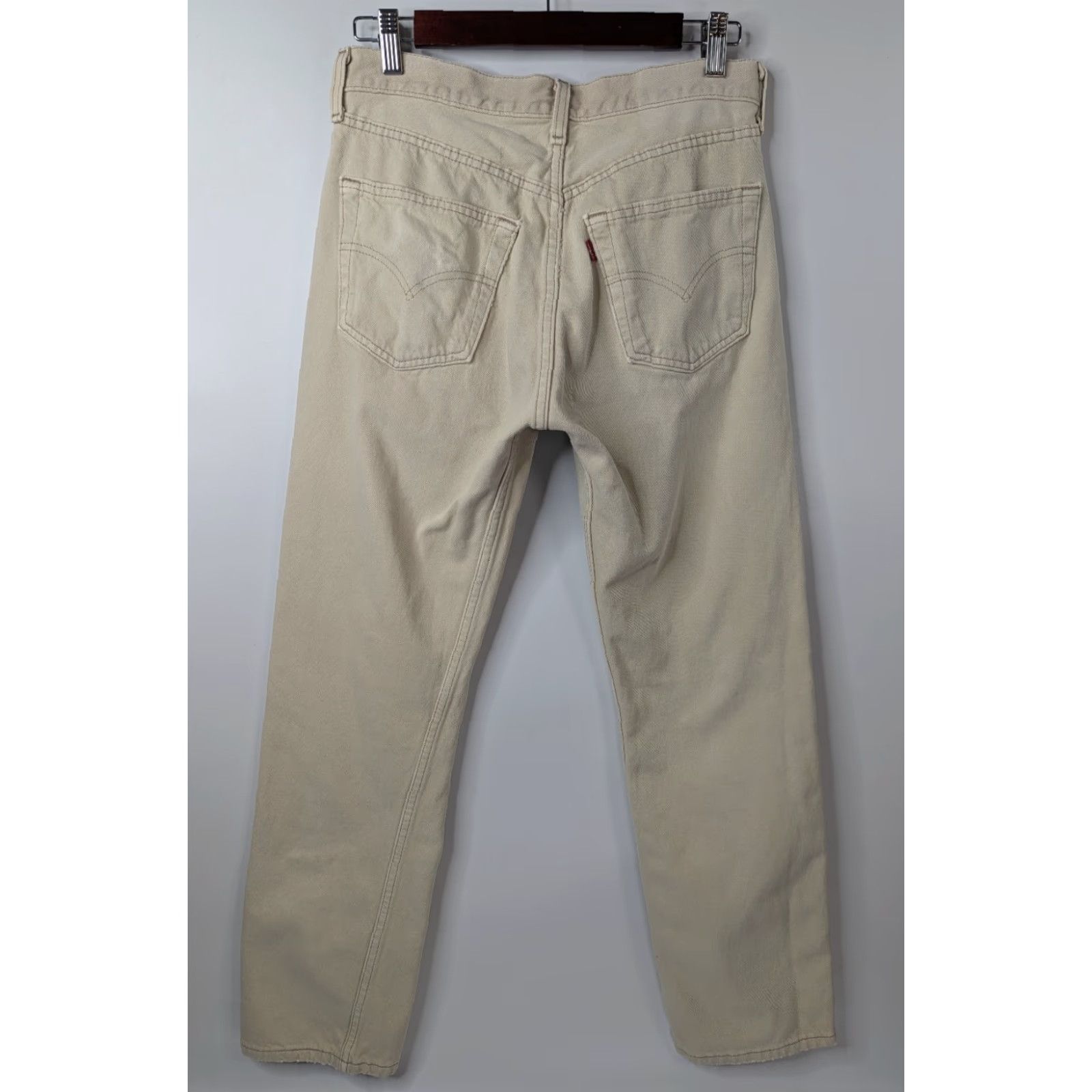 Levi's VINTAGE Levi's 501 Jeans Mens 31x30 Cream Beige Distress Denim Button Fly USA Size US 31 - 5 Thumbnail