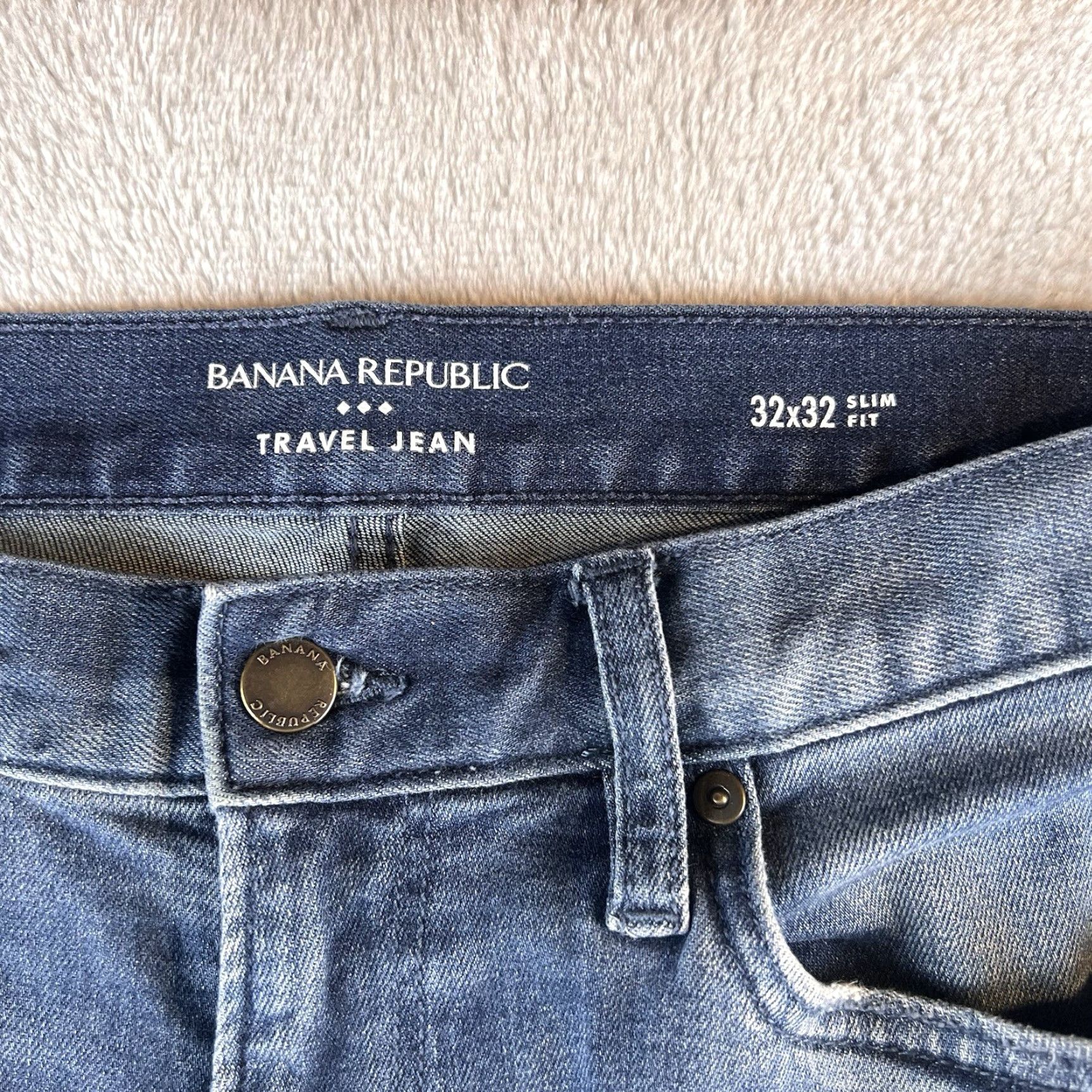 Banana Republic Banana Republic Travel Jean Slim Fit Mens 32x32 Blue Stretch 5-Pocket Jeans Size US 32 / EU 48 - 3 Thumbnail