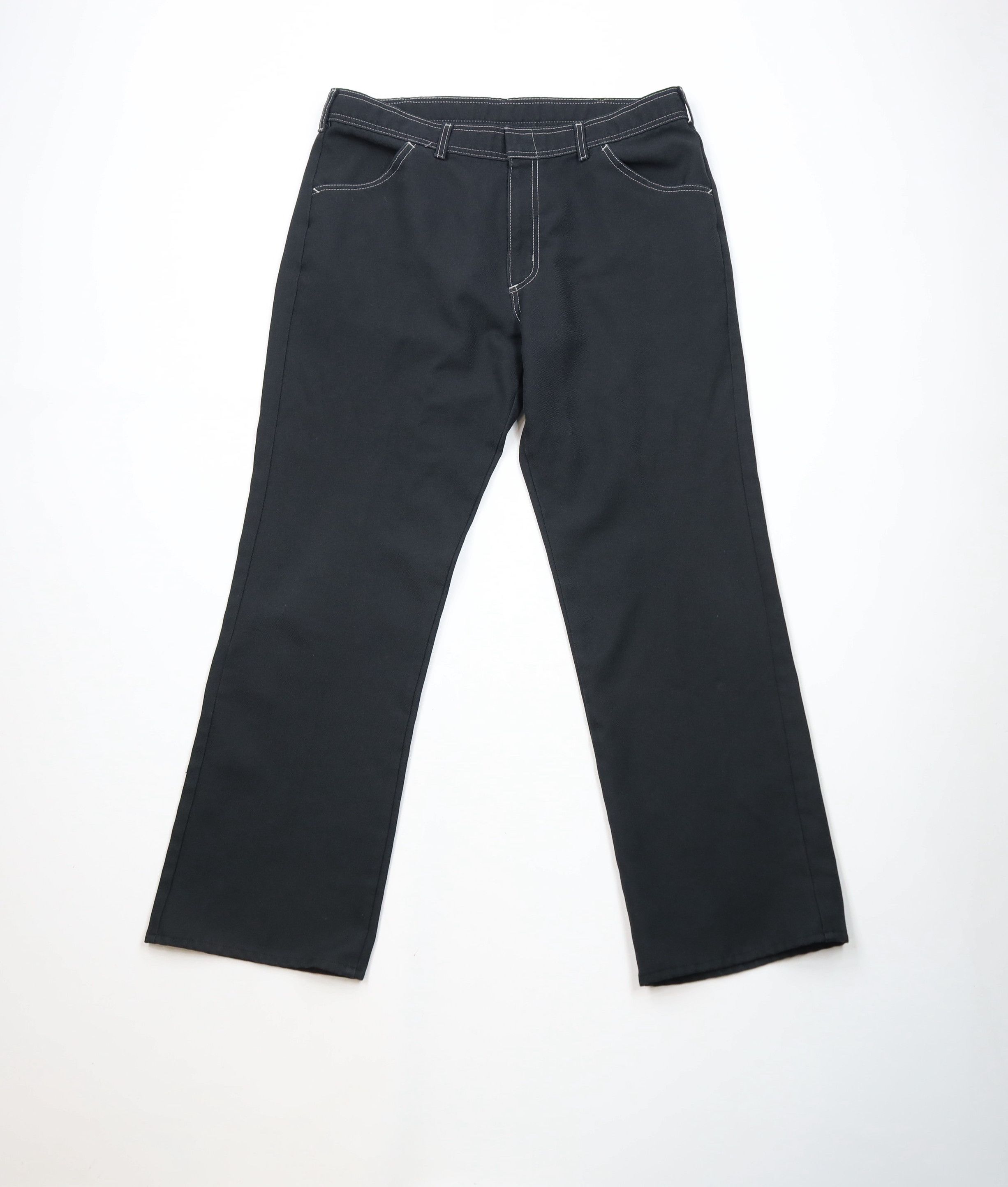 Vintage Vintage 70s Streetwear Flared Wide Leg Chino Pants Black USA Size US 34 / EU 50 - 1 Thumbnail