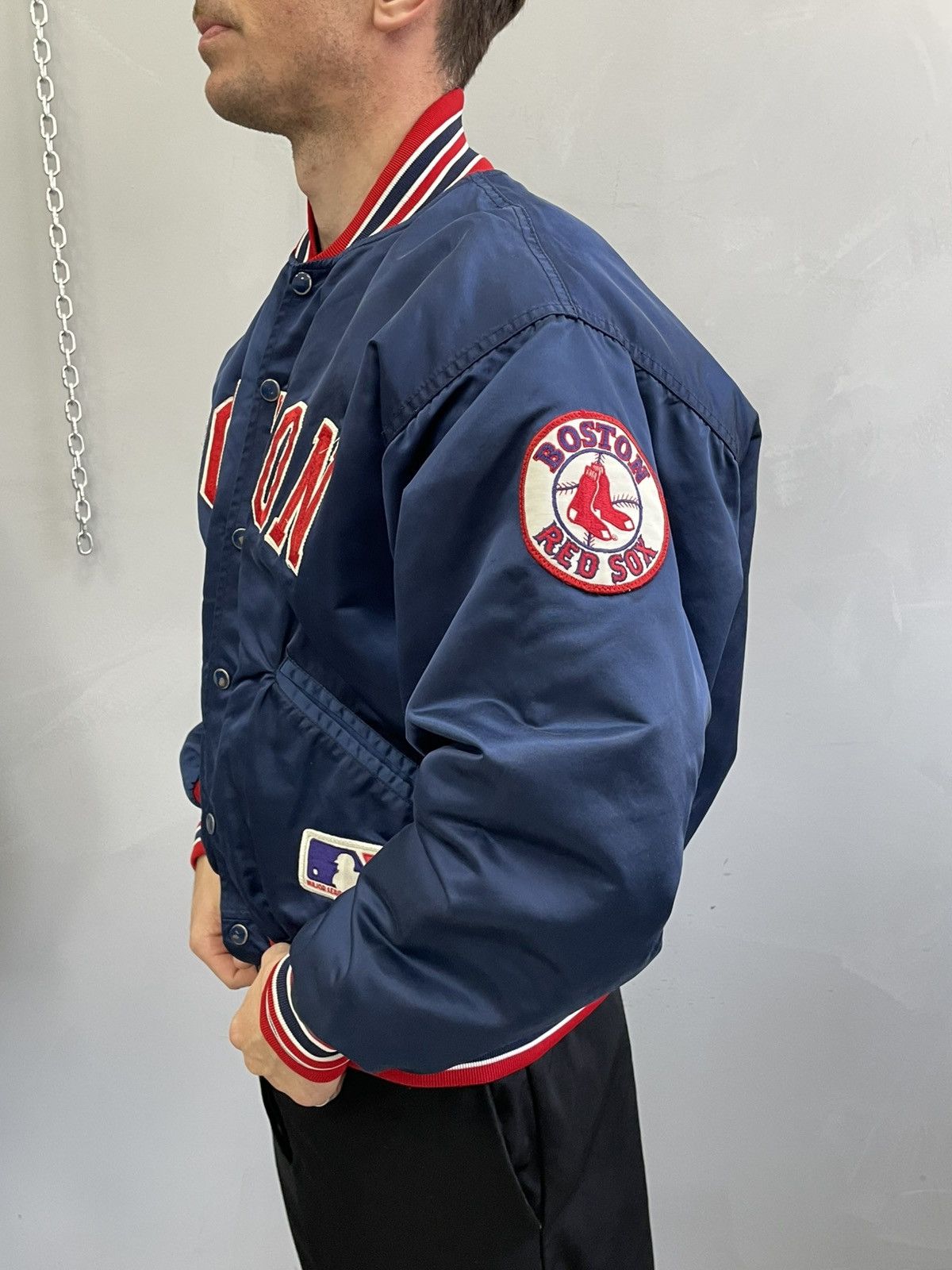 MLB Vintage MLB Red Sox satin bomber jacket starter rare Size US XL / EU 56 / 4 - 6 Thumbnail