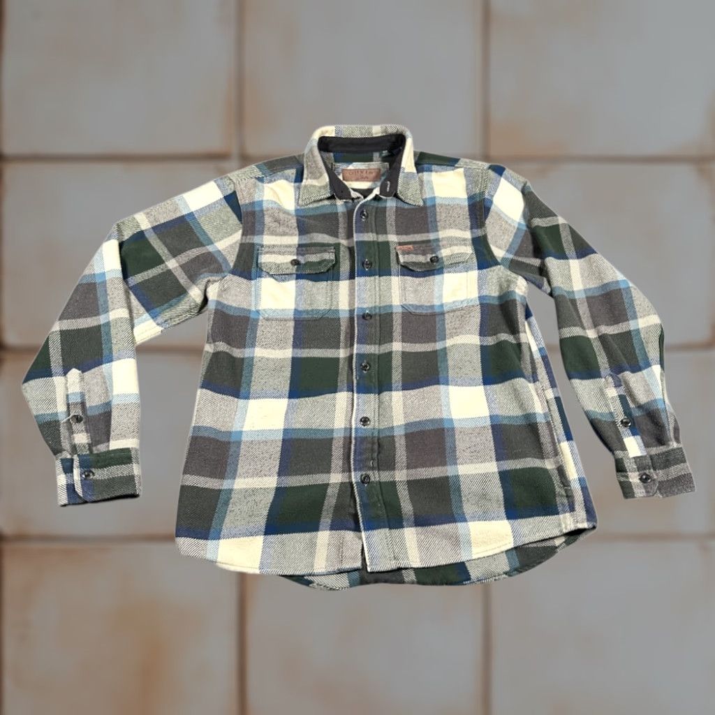 Orvis VINTAGE Orvis Jacket Shirt Adult MEDIUM White Blue Grey Plaid Flannel Cotton Heavyweight Size US M / EU 48-50 / 2 - 1 Thumbnail