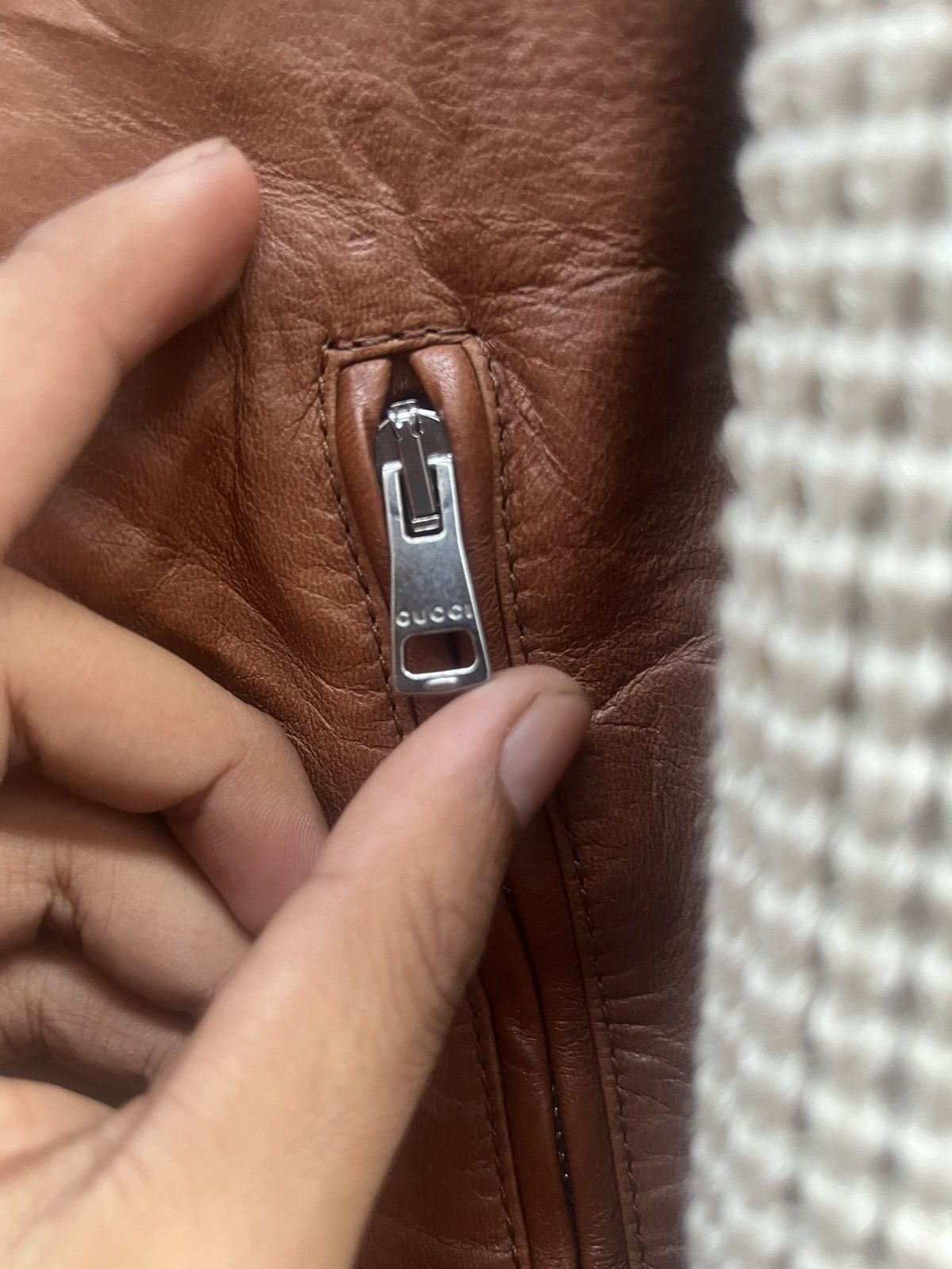 Gucci Gucci Authentic Leather & Knitted Leather Jacket Size US M / EU 48-50 / 2 - 14 Thumbnail