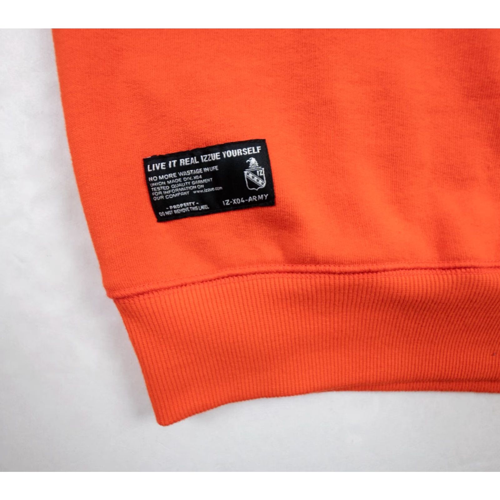 izzue Izzue Mens Hooded Sweatshirt Small Orange Pullover Sweatshirt IZ X04 ARMY Sweater Adult Size US S / EU 44-46 / 1 - 4 Thumbnail