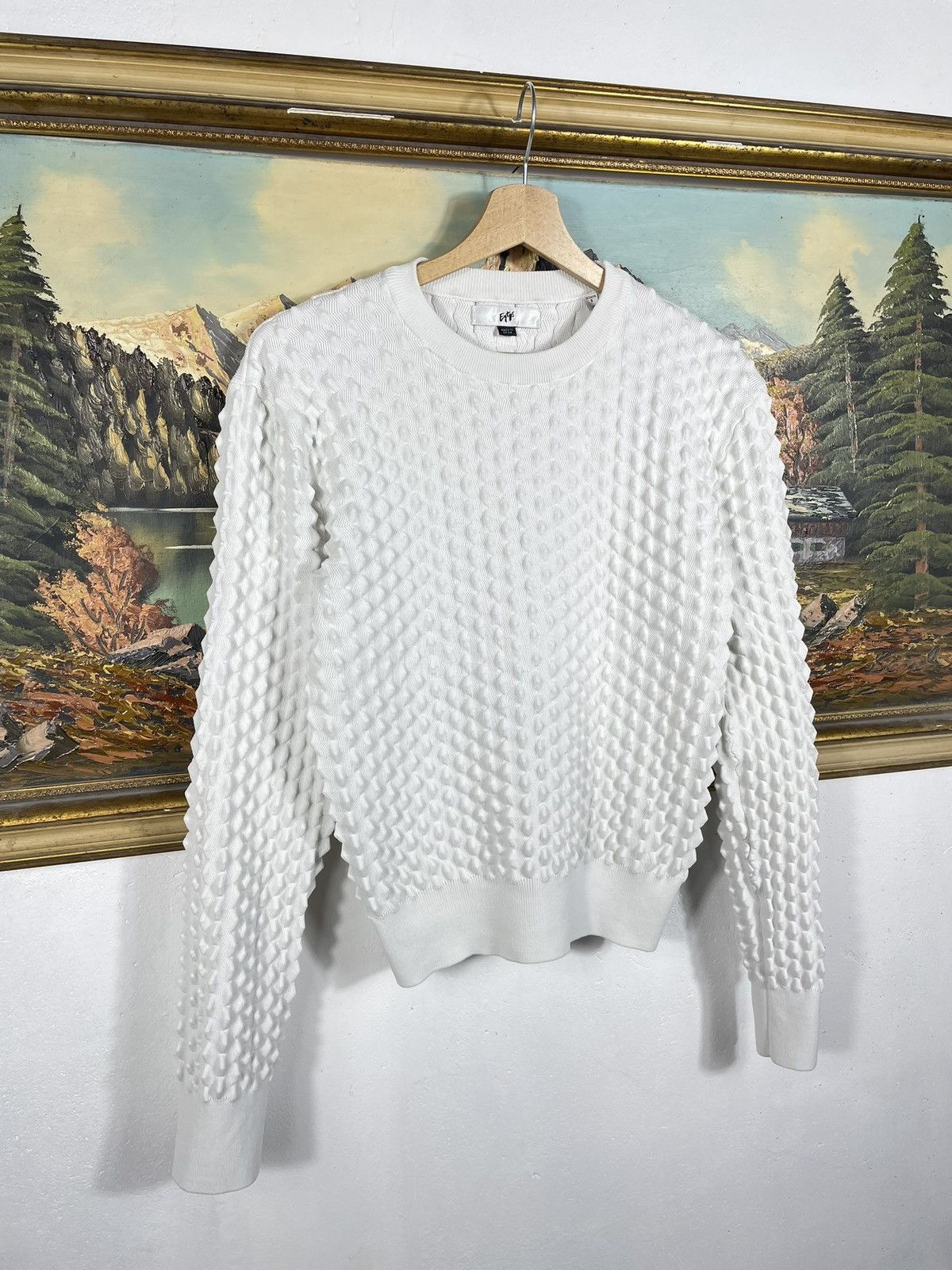 Designer × Eytys Eytys White Ribbed Spikes Sweatshirt Crewneck Sweater Size US XS / EU 42 / 0 - 3 Thumbnail