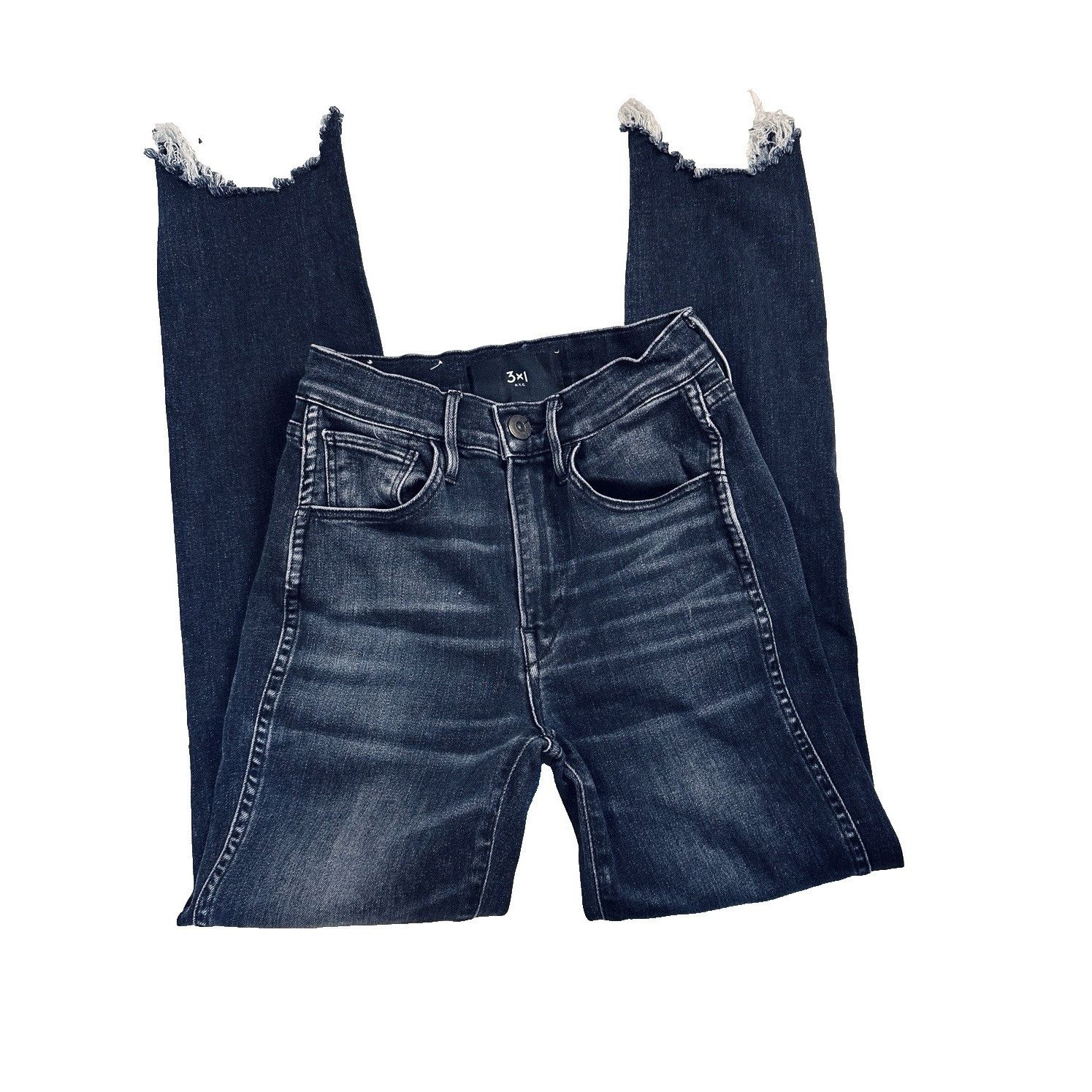 3x1 3x1 NYC Elise Jeans Womens 24 Dark Wash Raw Hem Skinny Premi Size 24" / US 00 / IT 34 - 2 Thumbnail