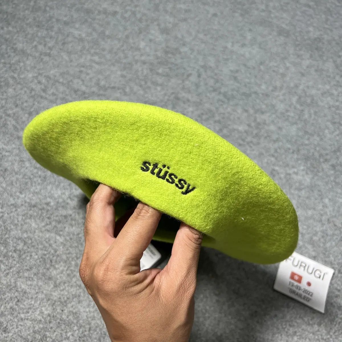 Vintage STUSSY BERET HAT ARREN FELT LIME - M/L Size ONE SIZE - 3 Thumbnail