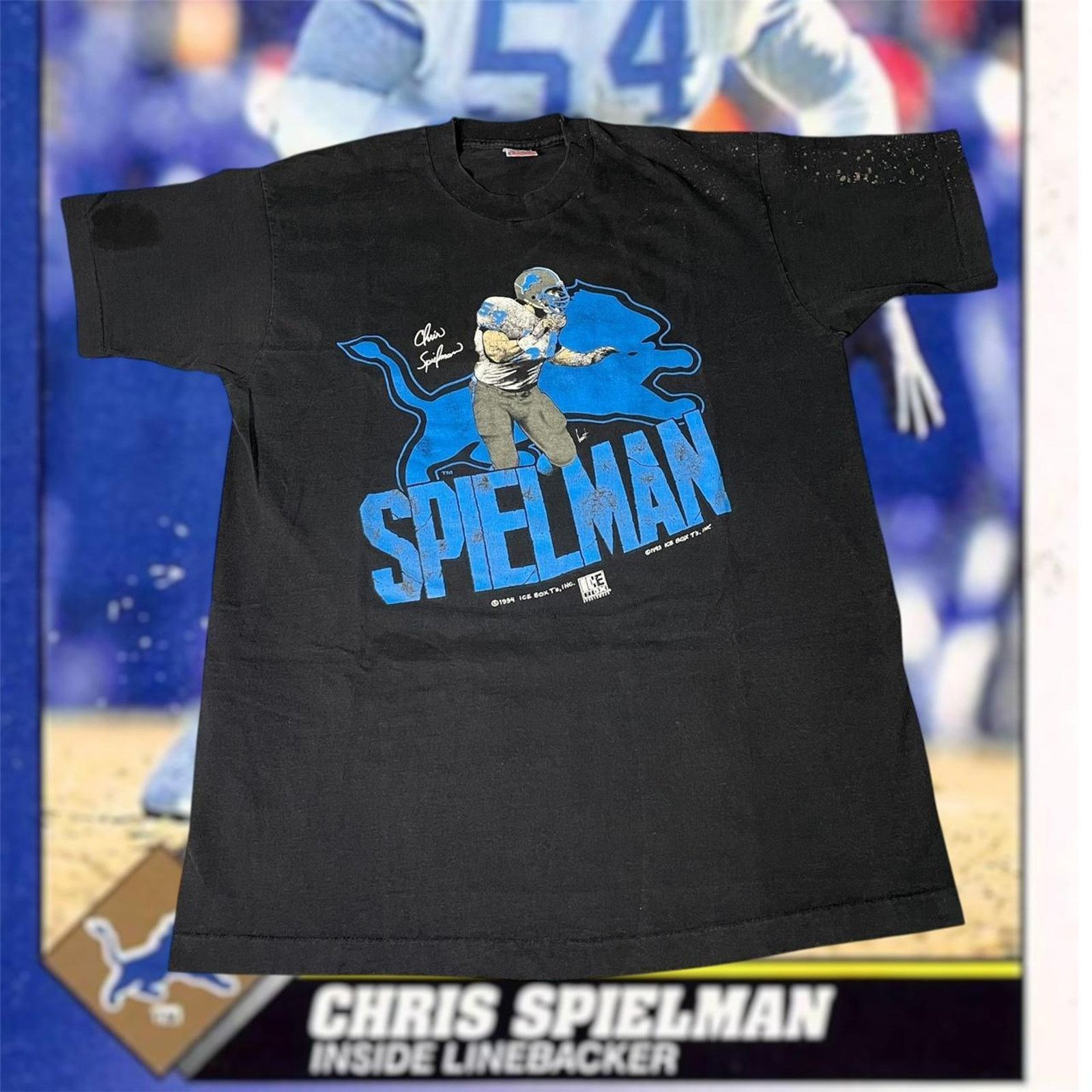 NFL × Vintage VTG 1994 NFL Chris Spielman Detroit Lions Mens Sz XL T-Shirt Size US XL / EU 56 / 4 - 1 Thumbnail