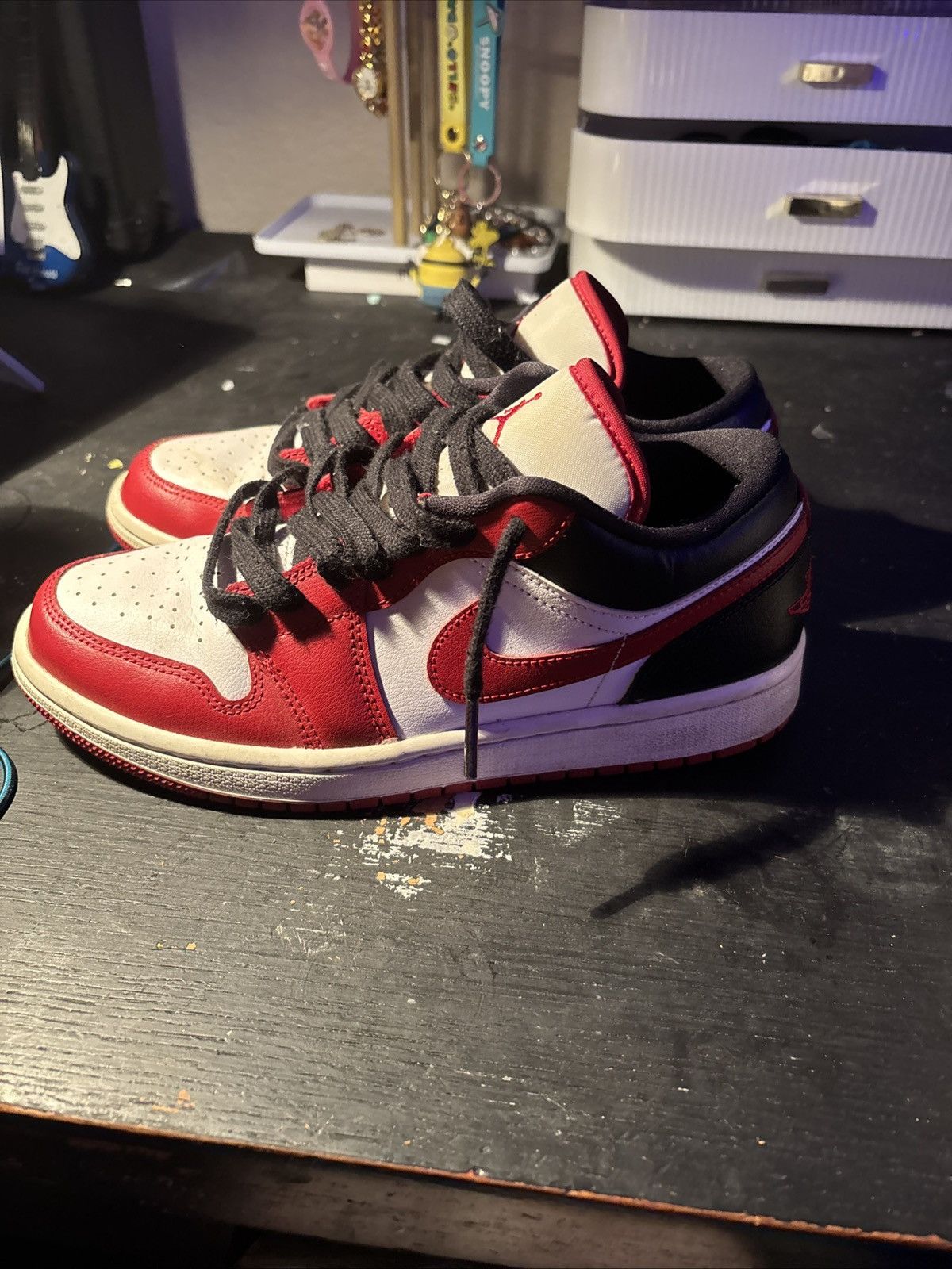 Nike air jordans 1 low white/gym red-black Size US 8.5 / IT 38.5 - 3 Thumbnail