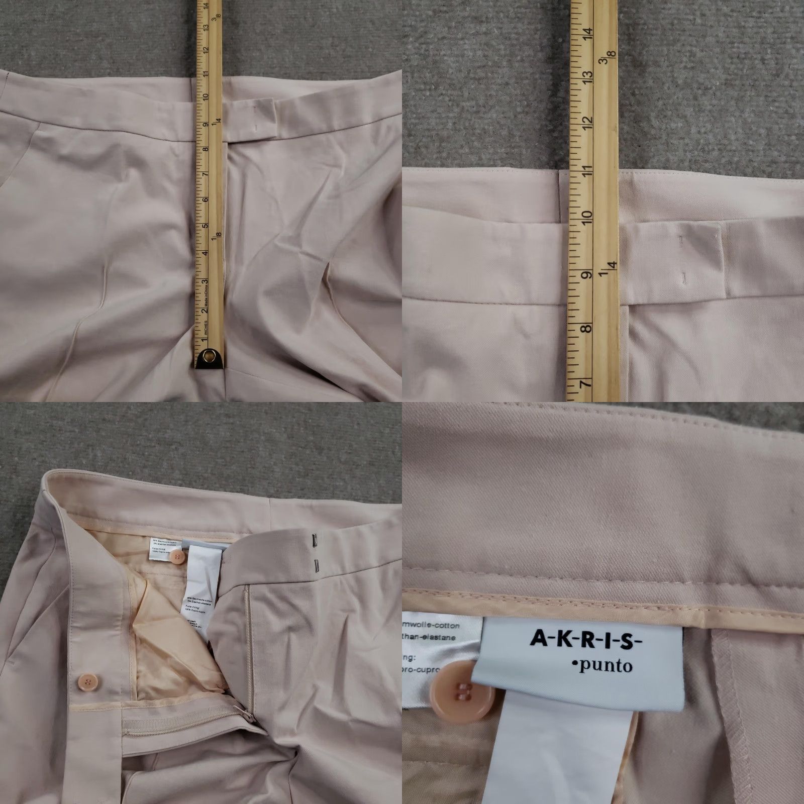 Vintage Akris Punto Dress Pants Womens 10 Pink Twill Pockets Slim Straight Office Business Size 32" / US 10 / IT 46 - 8 Thumbnail