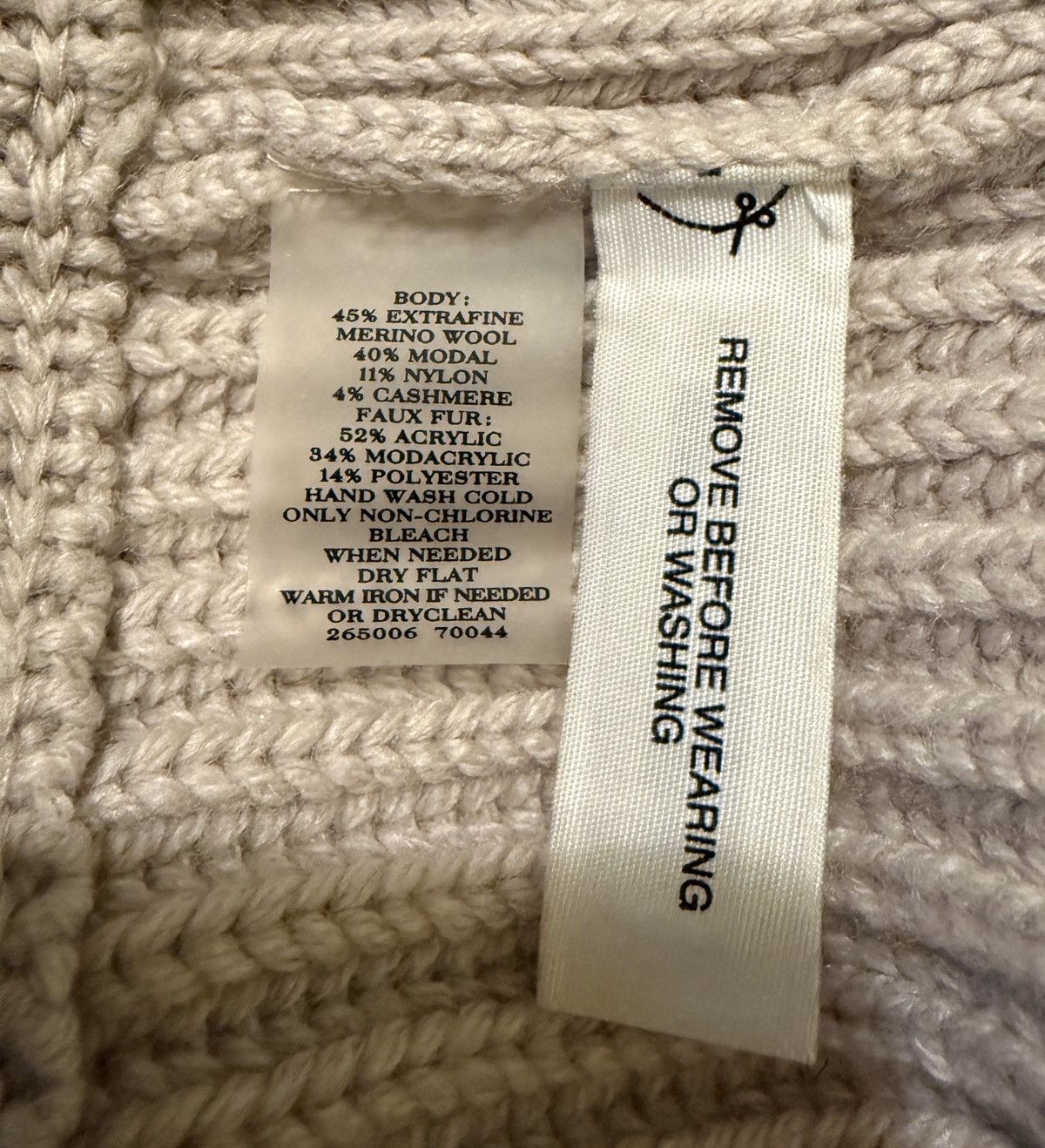 Ann Taylor Merino Wool Blend Beige Tan Faux Fur Vest Jacket