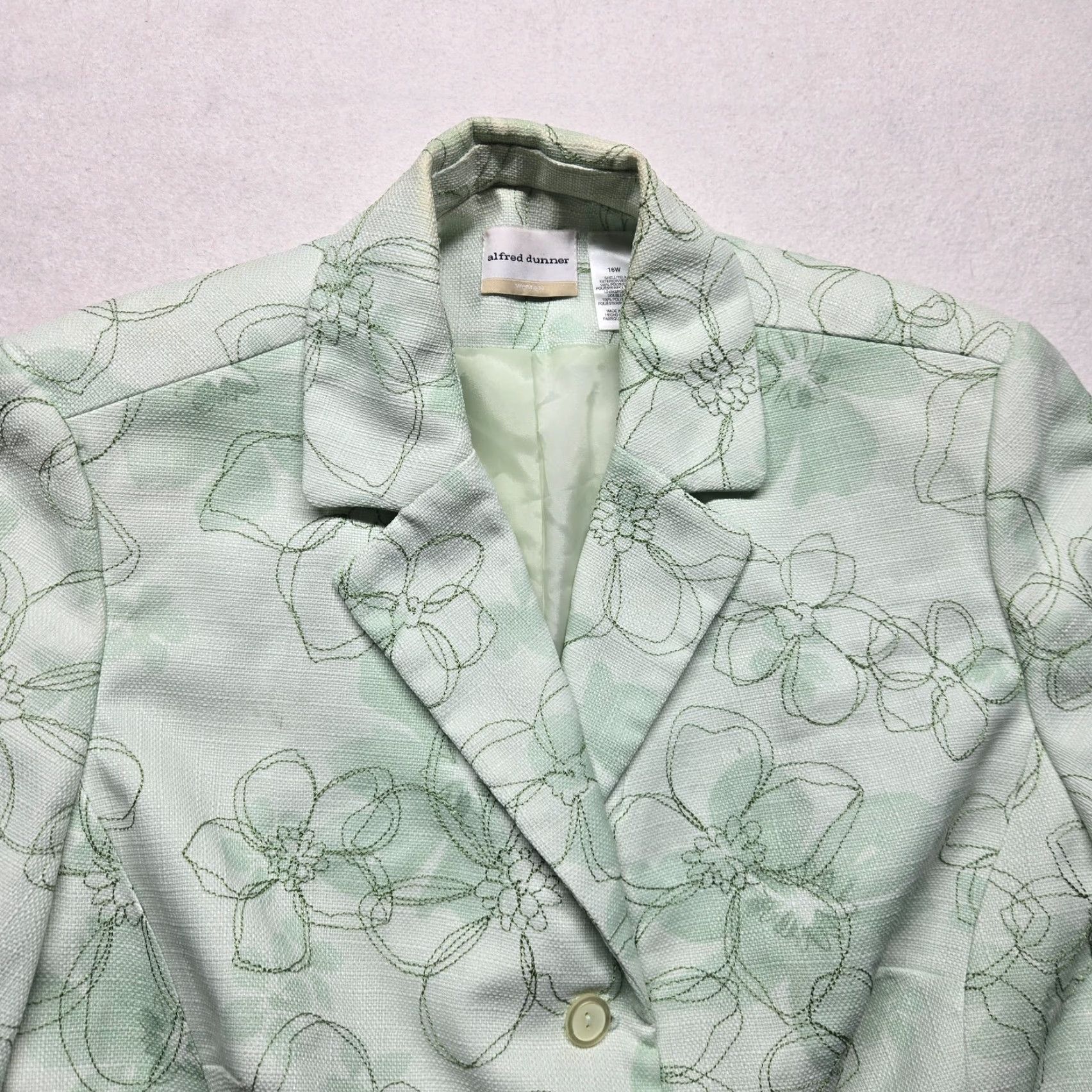 Vintage Alfred Dunner Floral Green Jacket Women Full Zip Cotton Size 16 Size XXL / US 16-18 / IT 52-54 - 2 Thumbnail