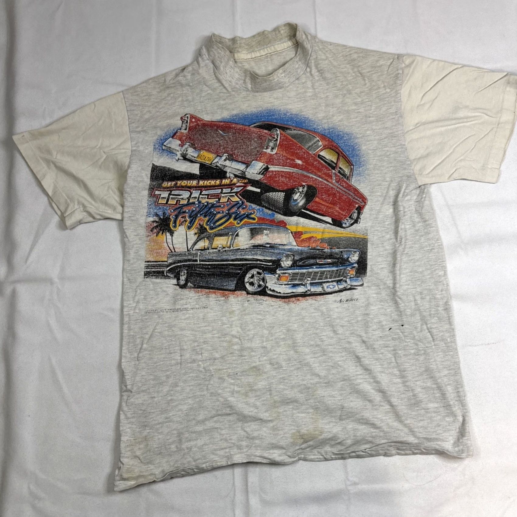 Vintage VINTAGE 90s Trick Fifty Fit Chevy Classics T-Shirt Large Grey Single Stitch Hot Rod Mens Size US L / EU 52-54 / 3 - 2 Thumbnail