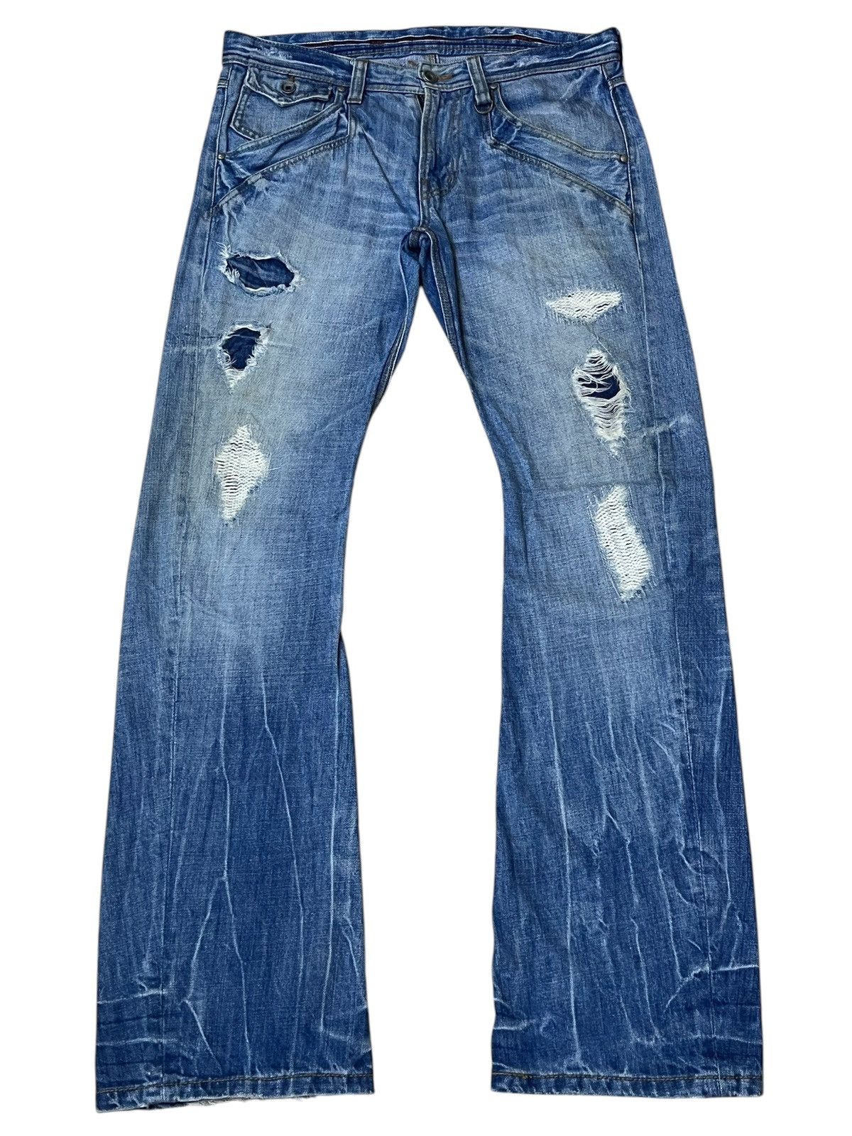 Nicole Club SICK🔥NICOLE CLUB FOR MEN DISTRESSED FLARED JEANS Size US 34 / EU 50 - 1 Thumbnail