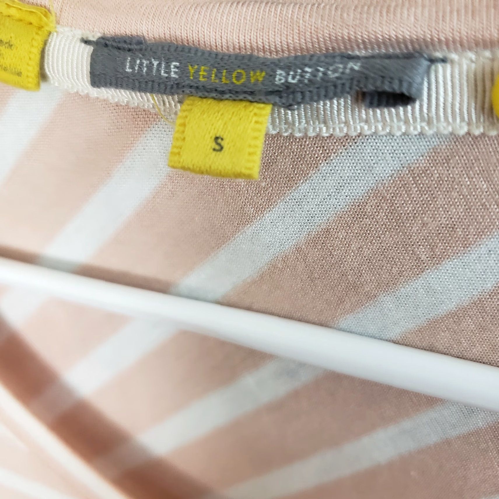 Pinko Little Yellow Button Womens Top Sz Small Pink Brown Striped Asymmetrical Hem Shirt Womens Small Pink Brown Striped Hem Size S / US 4 / IT 40 - 6 Thumbnail