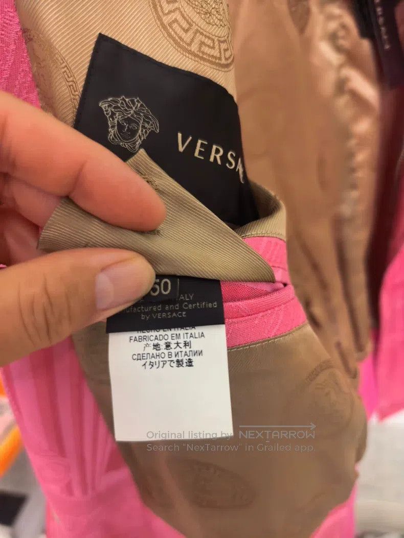 Versace Versace Jacket Pink embroidered men's jacket coat Size US L / EU 52-54 / 3 - 8 Thumbnail
