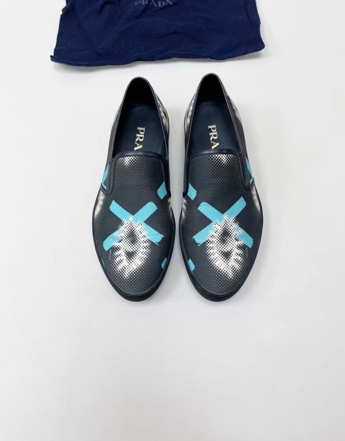 Prada Blue Patterned Slip-On Shoes Size 7.5 Size US 7.5 / EU 40-41 - 1 Thumbnail