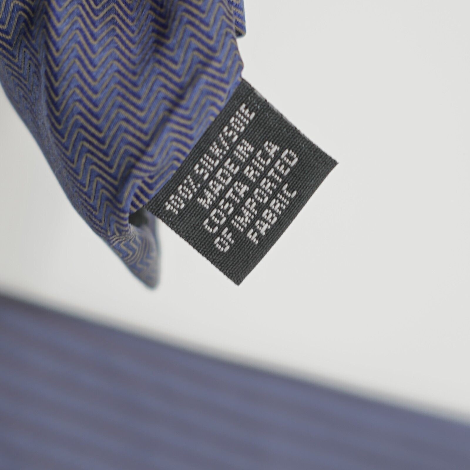 DKNY Dkny Blue Brown Squigly Herringbone Print Wide Silk Tie Size ONE SIZE - 4 Thumbnail