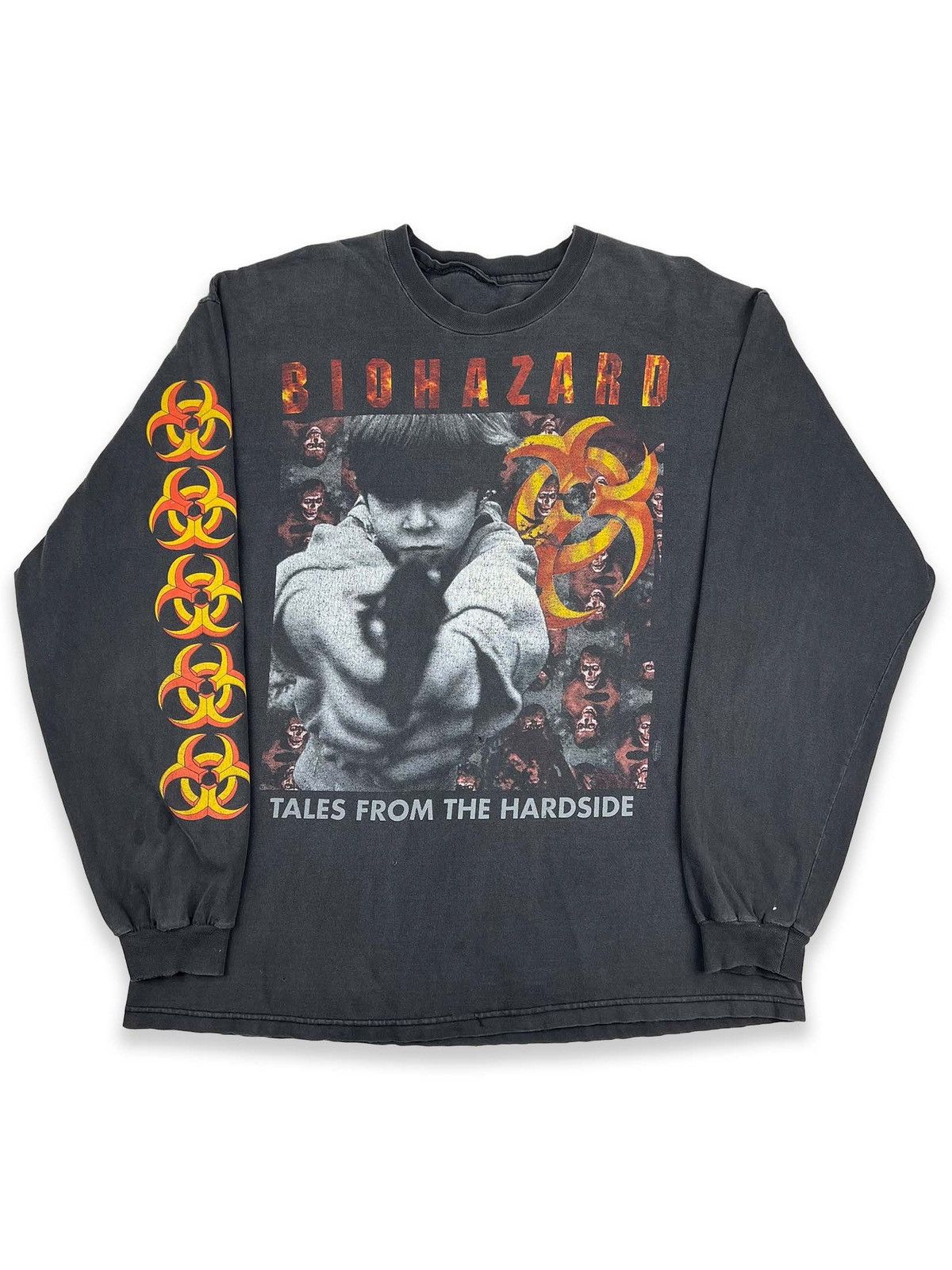 image of Band Tees x Vintage 1994 Vintage Biohazard Tales From The Hardside Longsleeve XL in Black, Men's