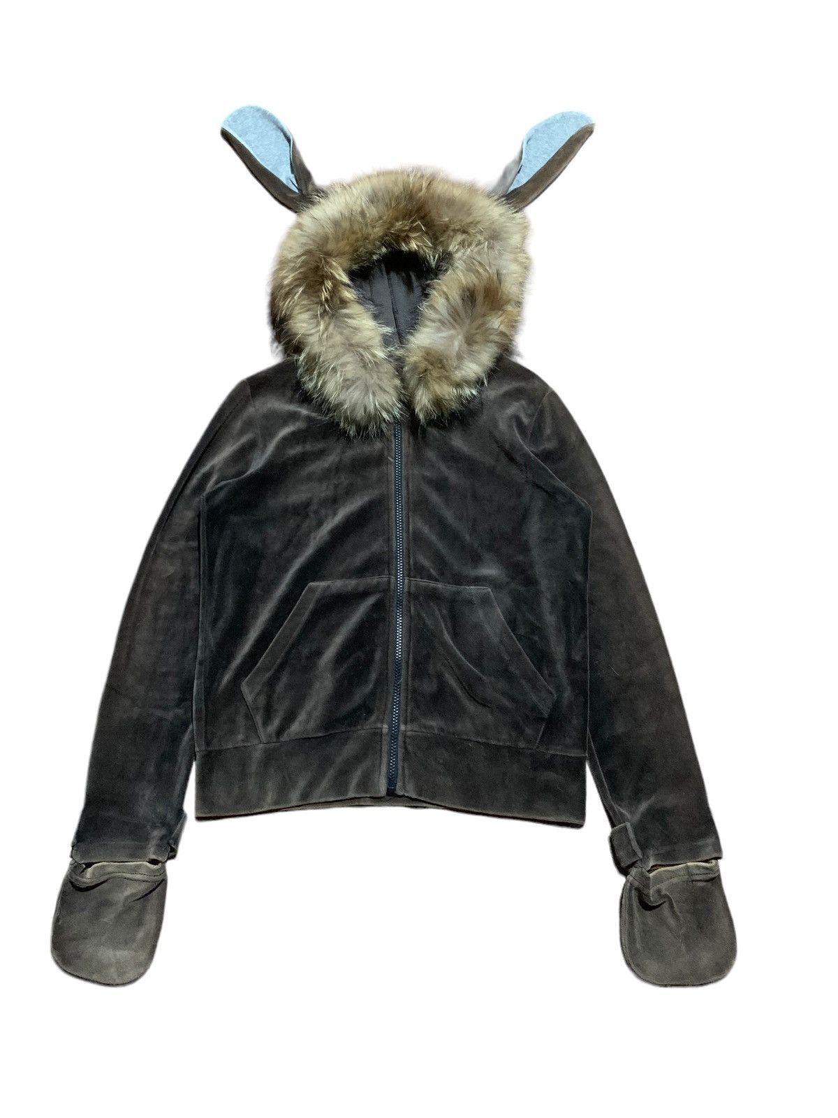 Japanese Brand × Vintage japanese brand rabbit ears velvet fur hoodie ifsixwasnine Size US S / EU 44-46 / 1 - 2 Thumbnail