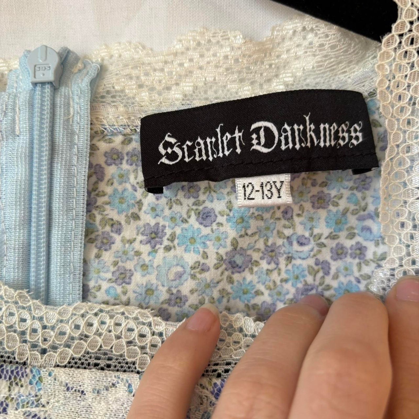 Other Scarlet Darkness Blue Floral Victorian Colonial Dress 12 13 Size XXS / US 00 / IT 34 - 2 Thumbnail
