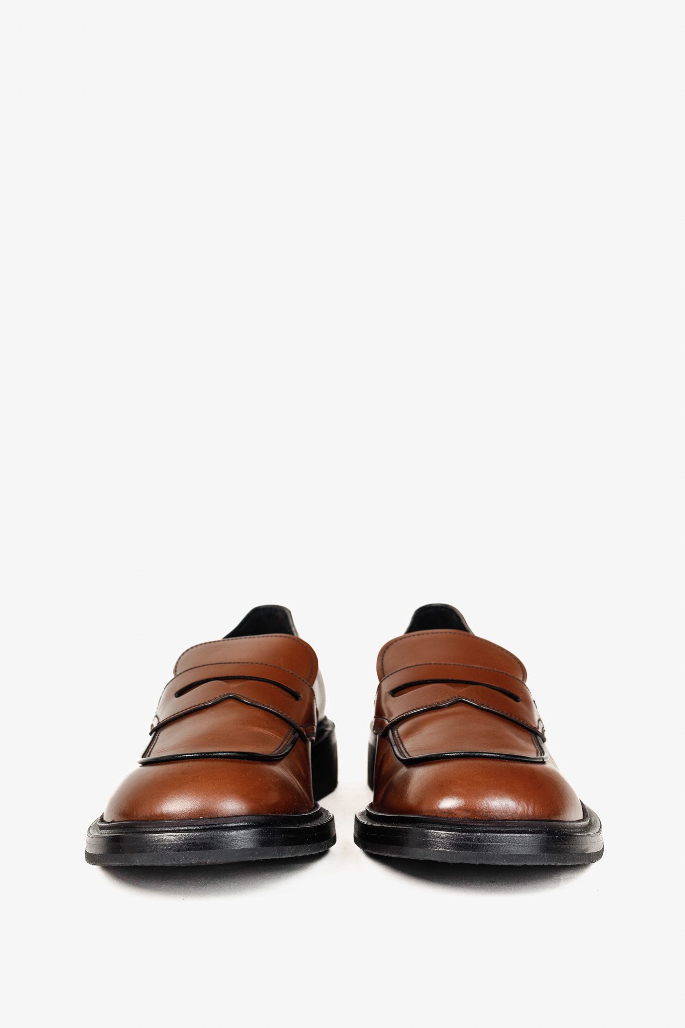 Prada Prada Bruciato Bright Calf Leather Round Toe Penny Loafers Size US 12 / EU 45 - 2 Thumbnail