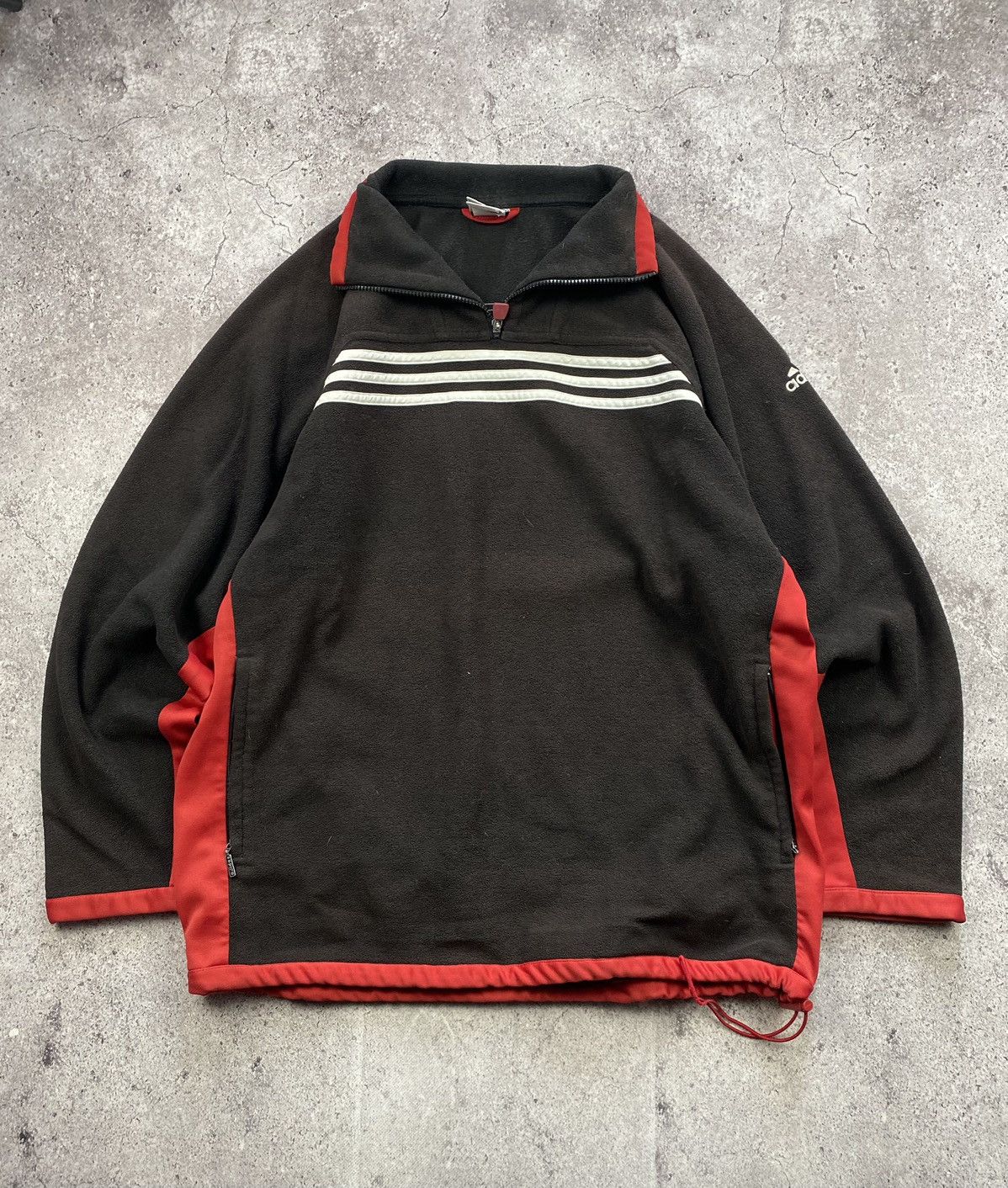 Adidas × Vintage Vintage Adidas 1/4 Zip faded Black Fleece Cozy Sweater Size US XL / EU 56 / 4 - 2 Thumbnail
