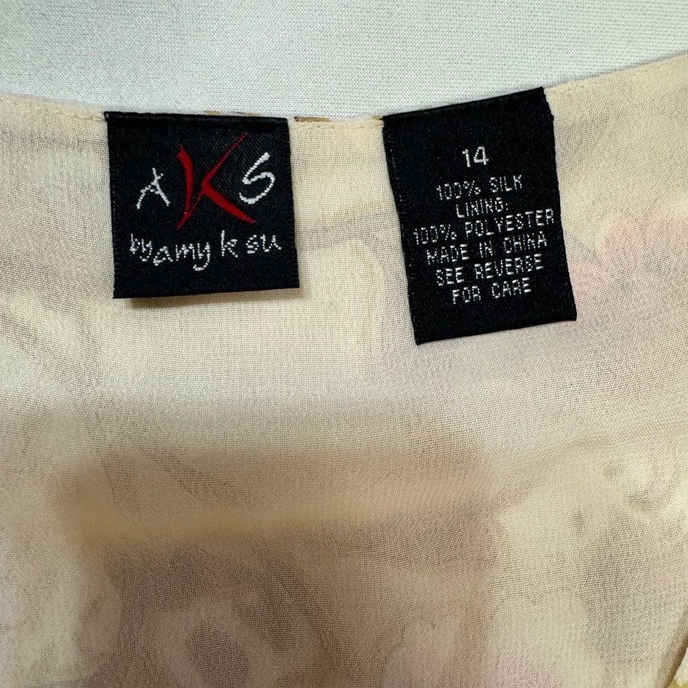 Other Vintage AKS By Amy K Su Silk Floral Top Skirt Set Size 14 Size XL / US 12-14 / IT 48-50 - 9 Thumbnail