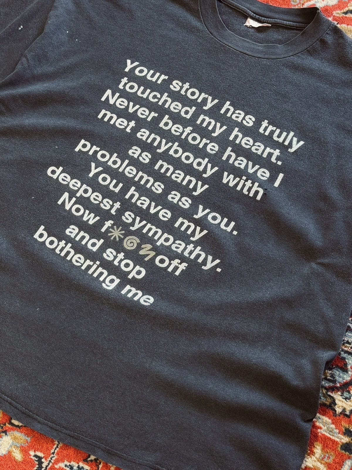 Vintage Vintage 90s Fuck Off Poem Faded T-Shirt Tee Size US XL / EU 56 / 4 - 9 Thumbnail