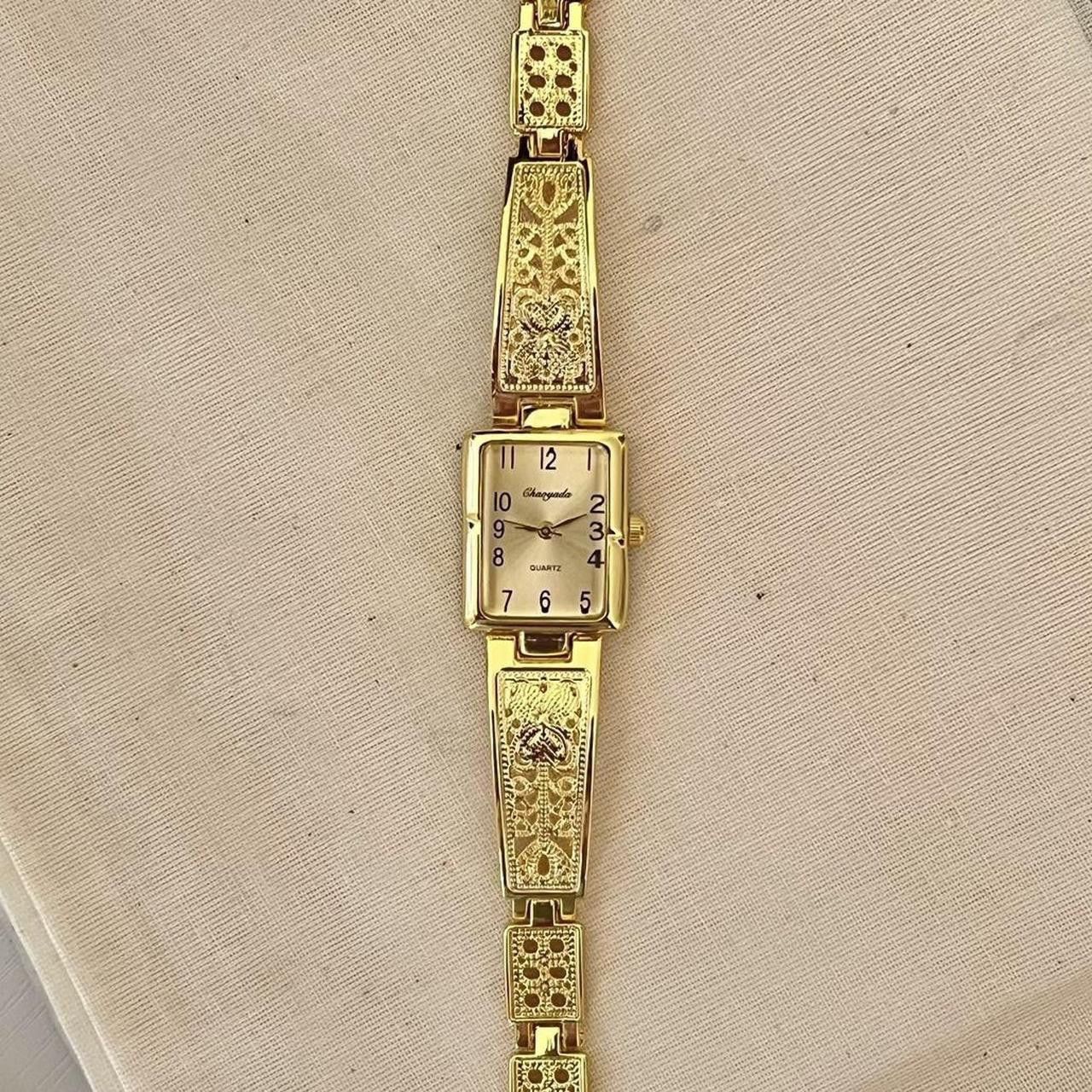 Japanese Brand y2k gold rectangle stainless steel quartz luxury watch Size ONE SIZE - 7 Thumbnail