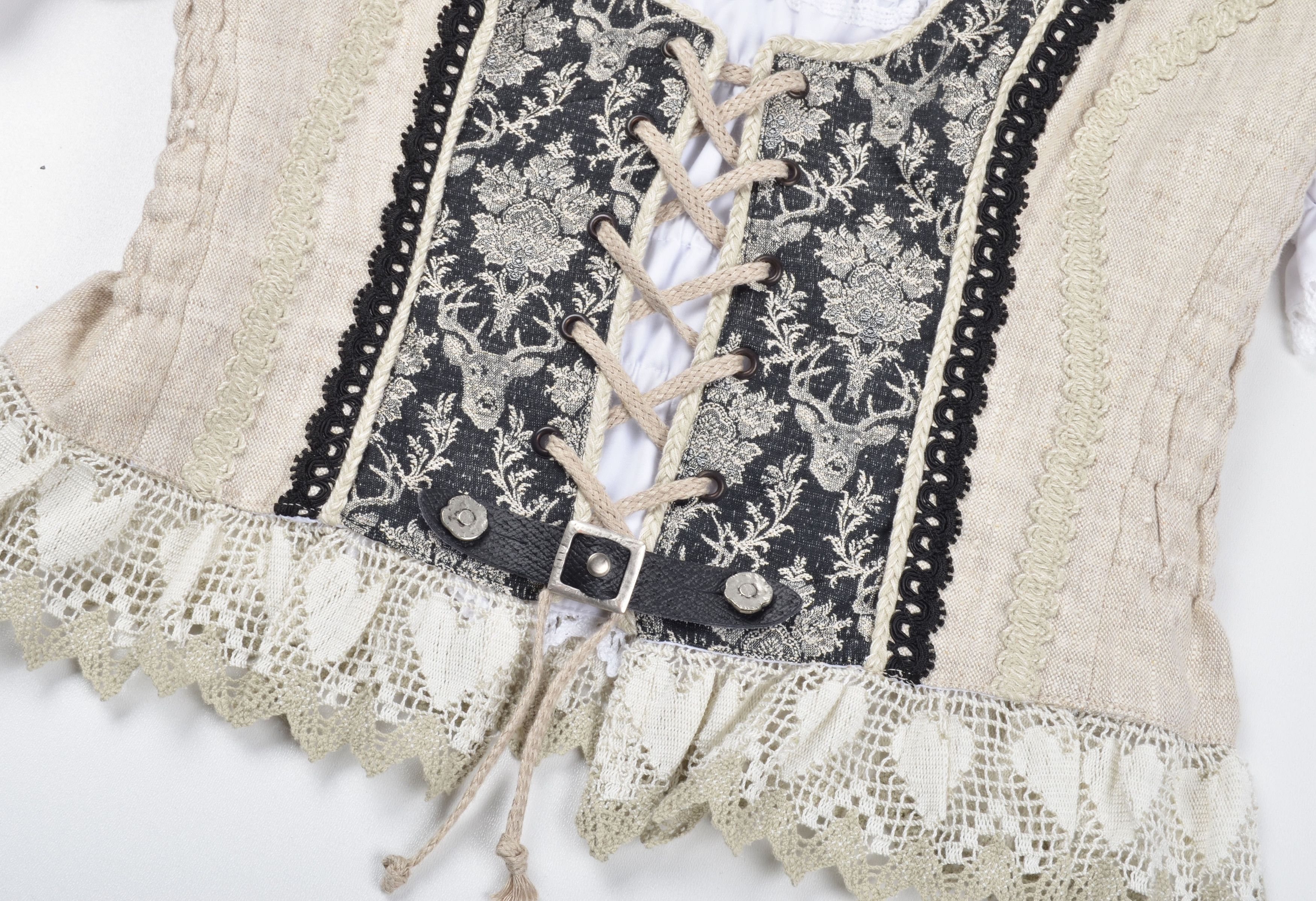 Vintage Vintage Country Line Cottage Bondage Linen Dirndl Corset Size M / US 6-8 / IT 42-44 - 5 Thumbnail
