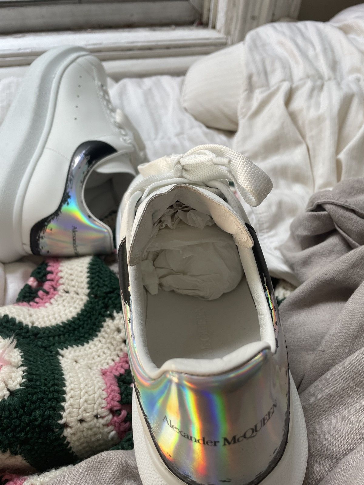 Alexander mcqueen RARE holographic/white sneaker