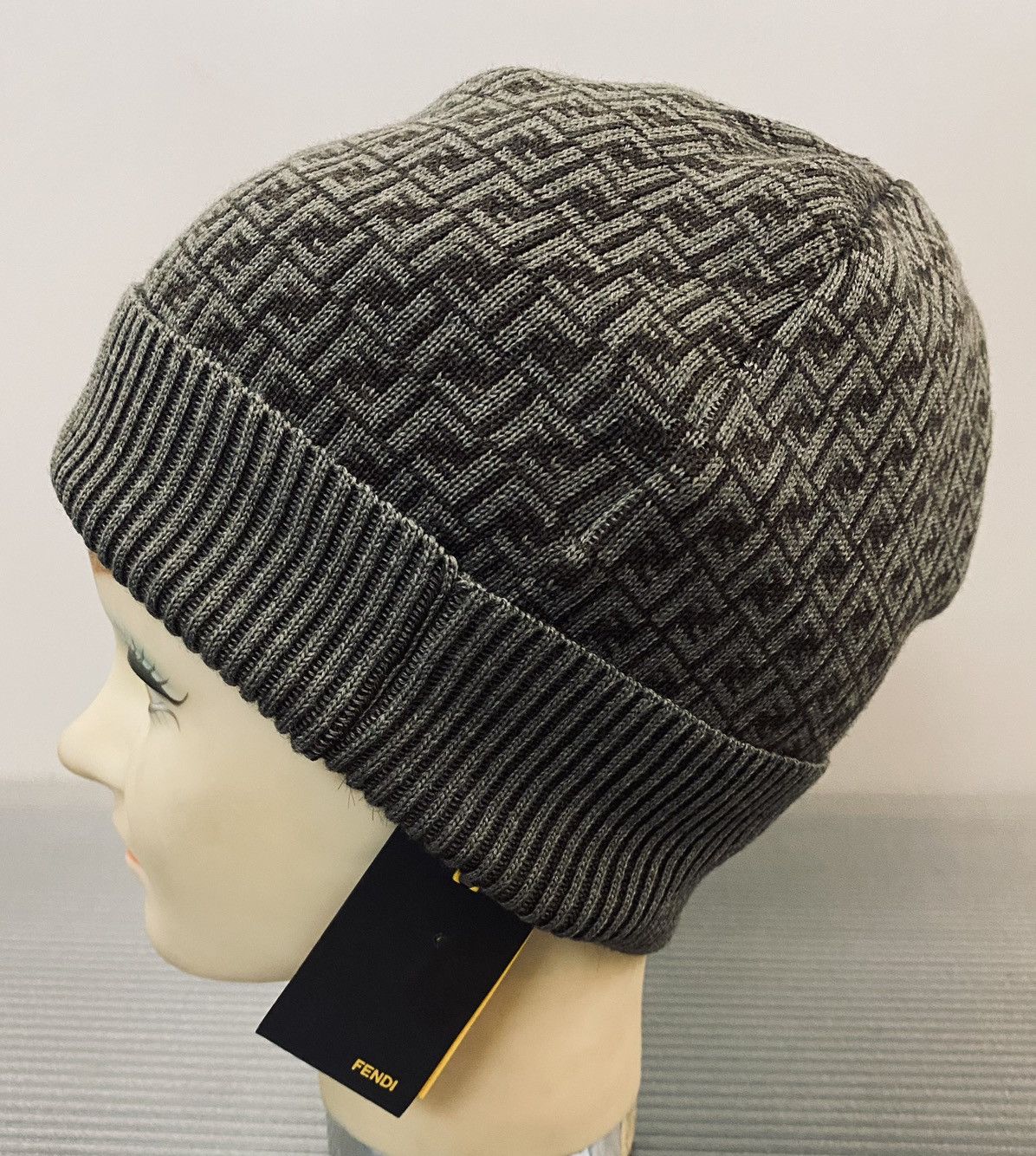 Fendi Fendi 🇮🇹 Khaki Wool micro FF Beanie unisex NEW Size ONE SIZE - 11 Thumbnail